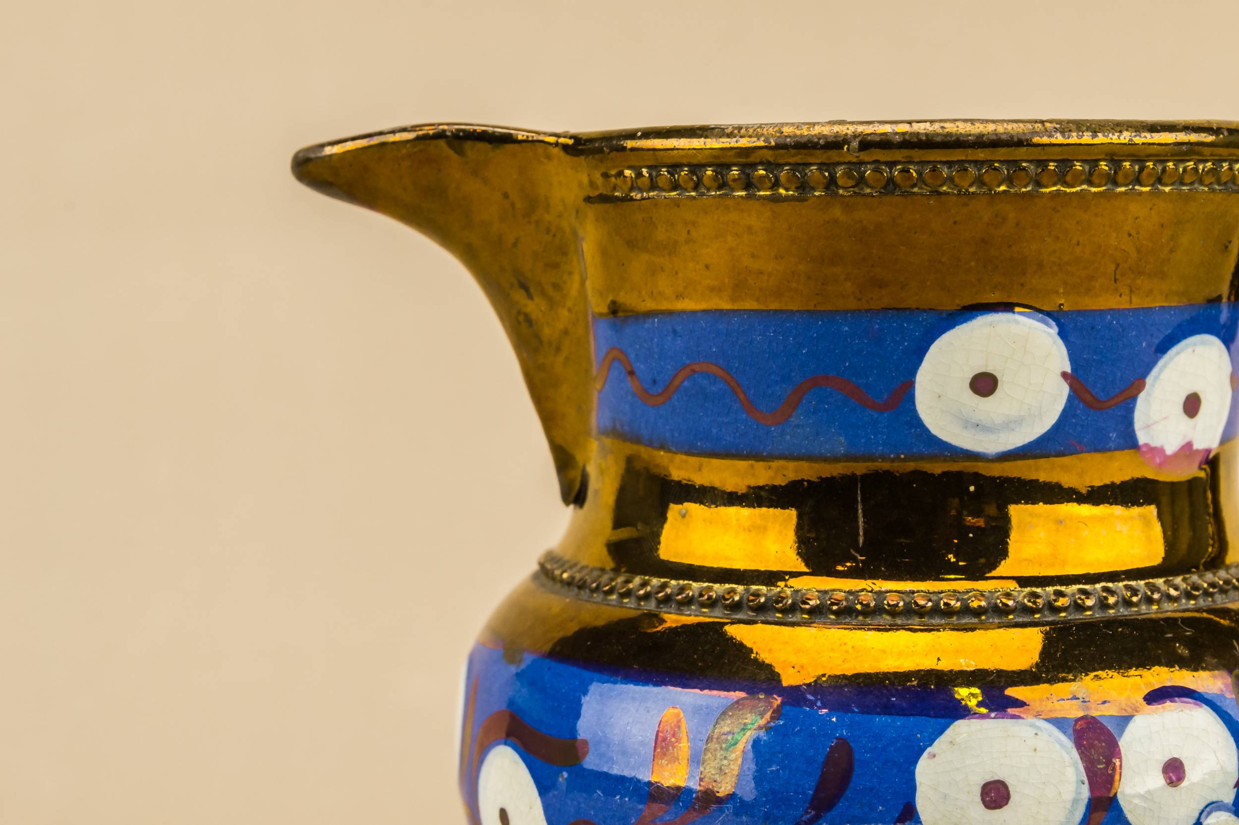 Antique Unusual Oil — Blue lustre milk jug 3