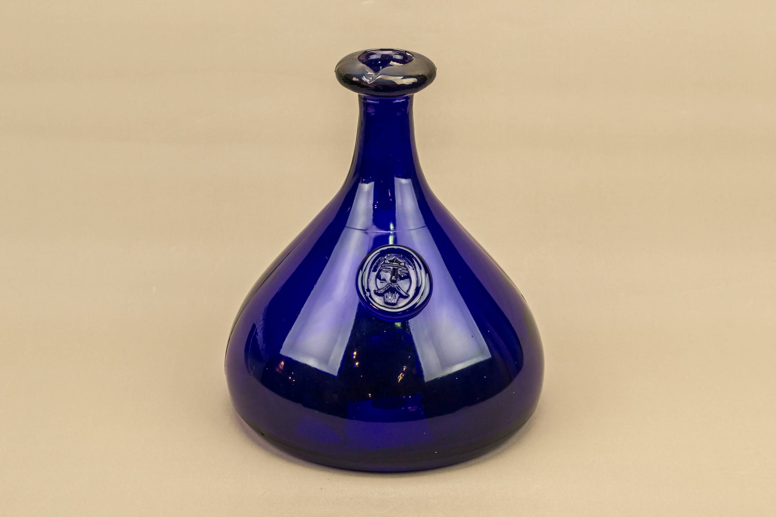 Blown Glass Modernist — Blue Viking glass carafe
