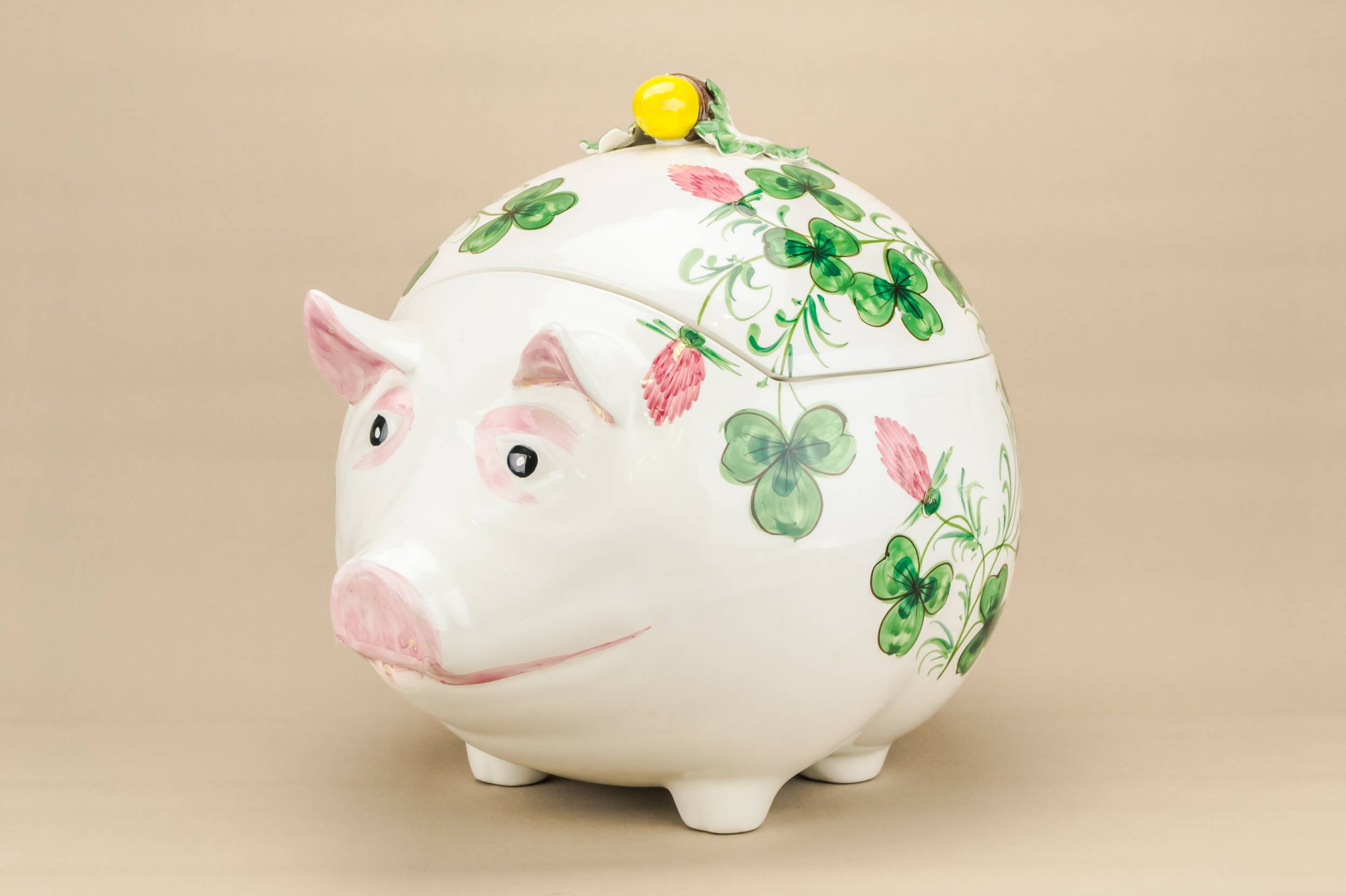 Vintage Ceramic Floral — Massive pig punch bowl
