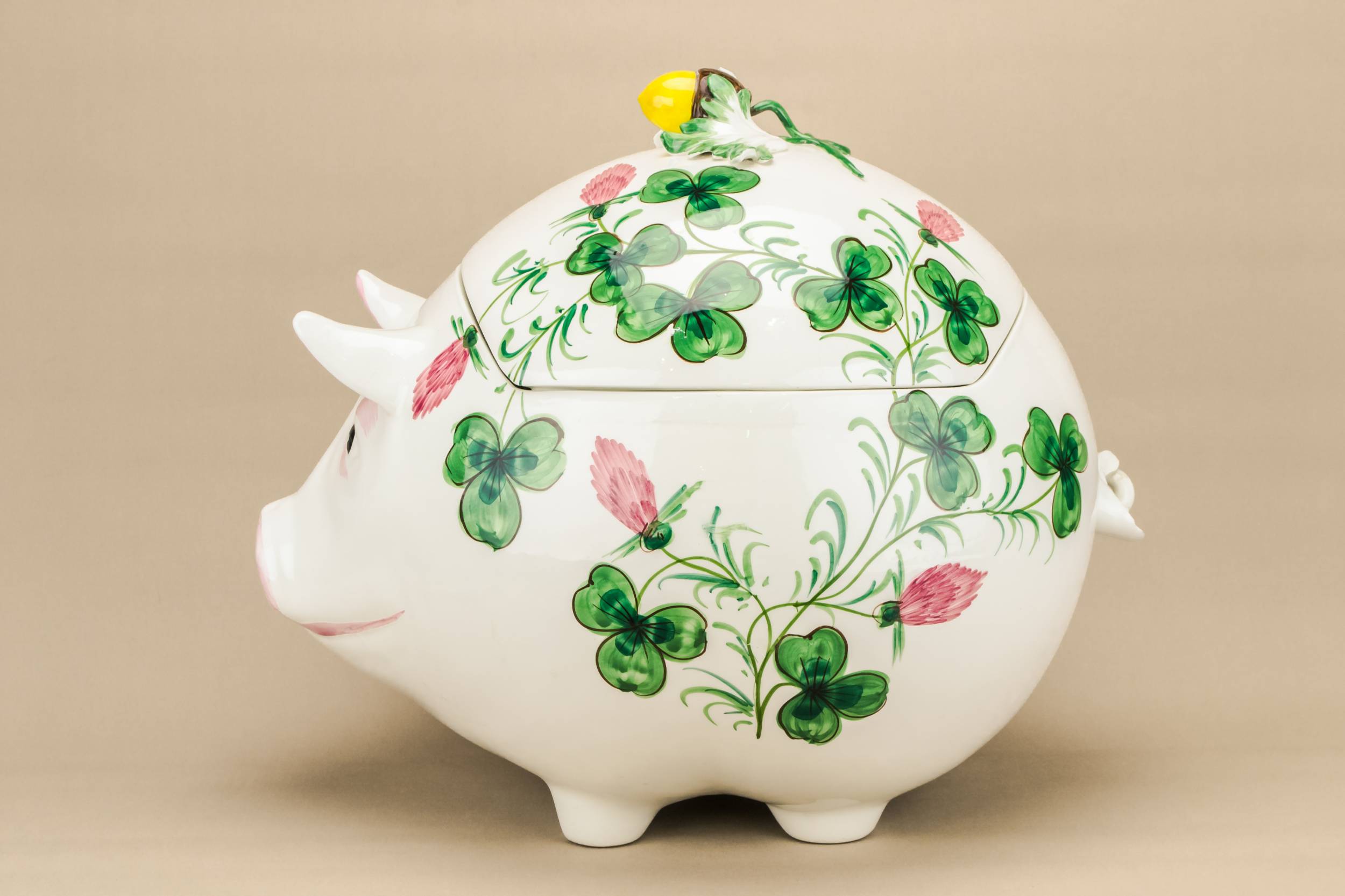 Vintage Ceramic Floral — Massive pig punch bowl 4