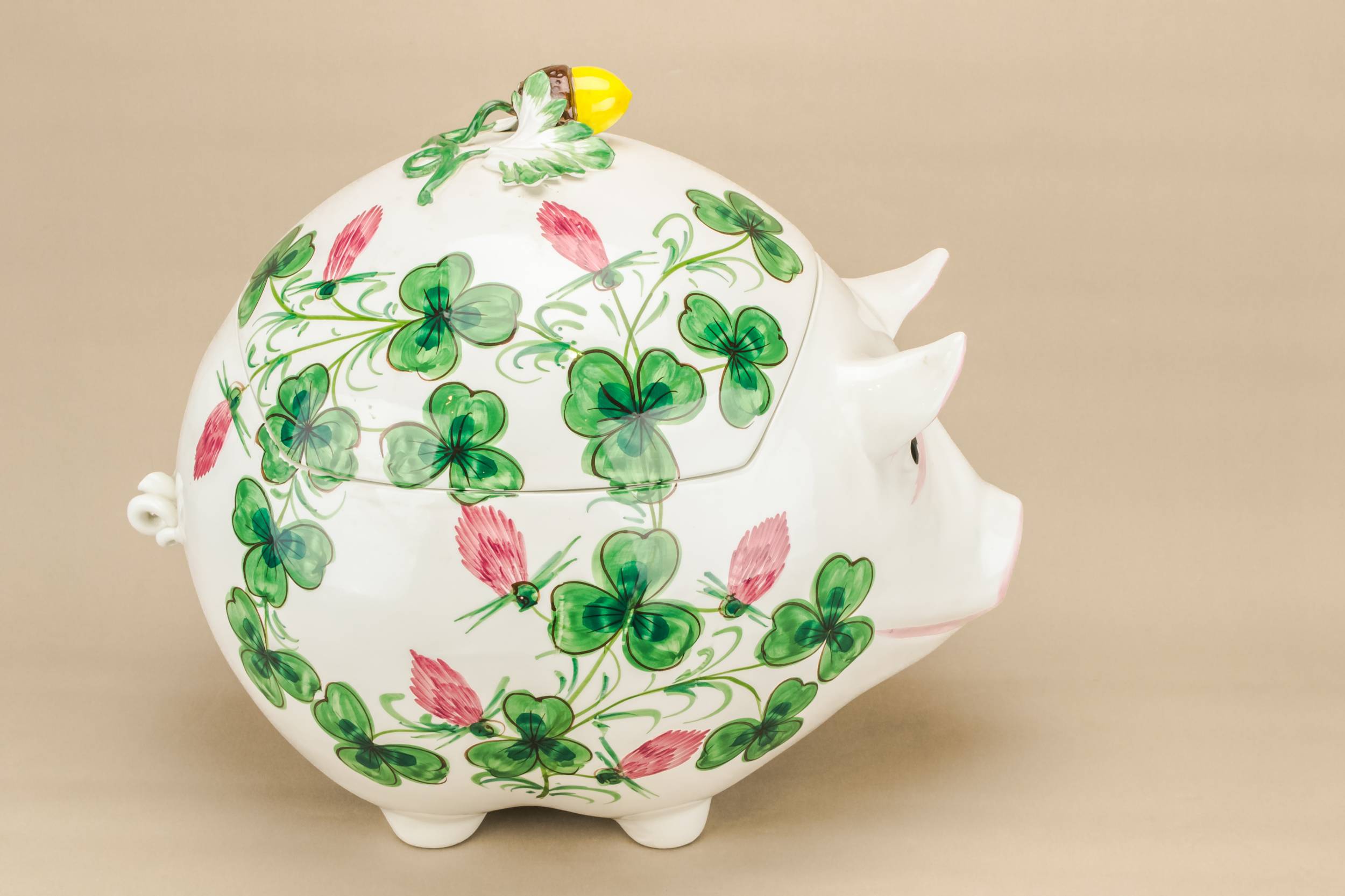 Vintage Ceramic Floral — Massive pig punch bowl 8
