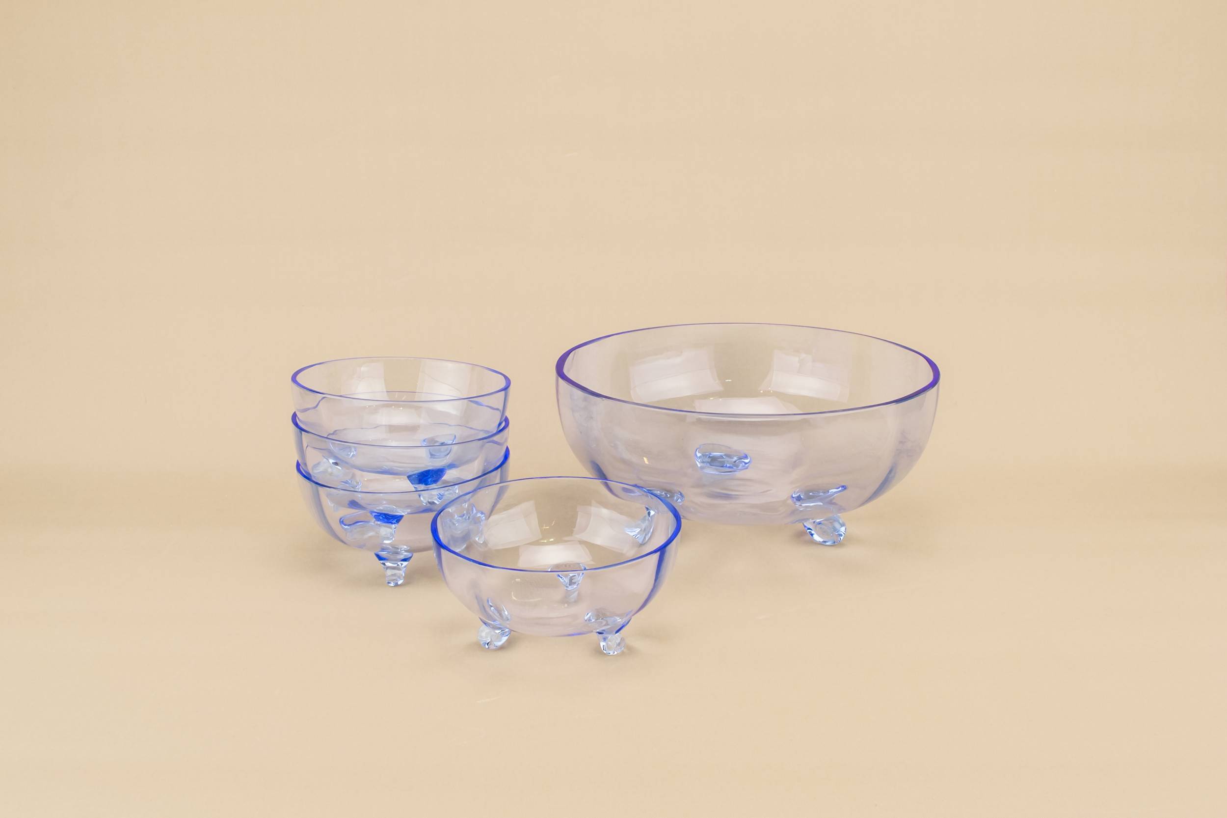 Elegant Vintage Minimalist — Blue glass dessert set
