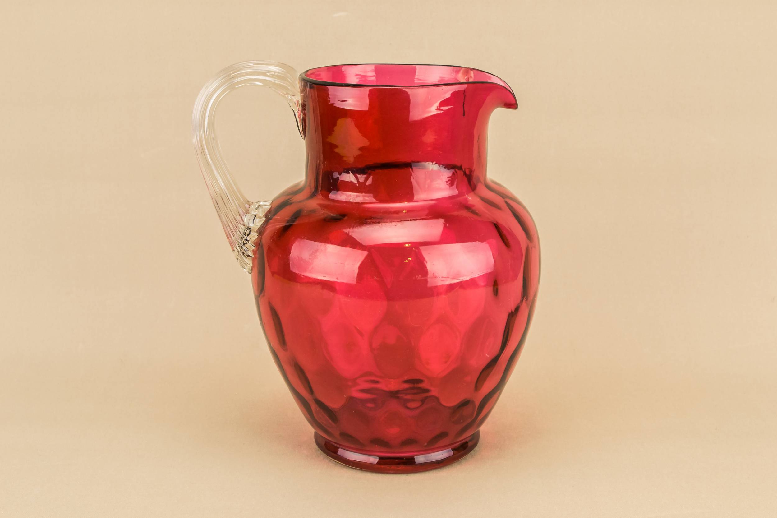 Victorian Antique JUG — Cranberry glass water jug
