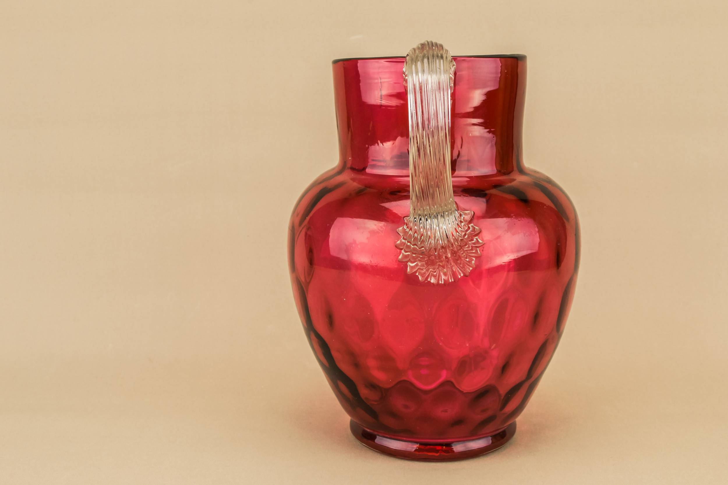 Victorian Antique JUG — Cranberry glass water jug 2