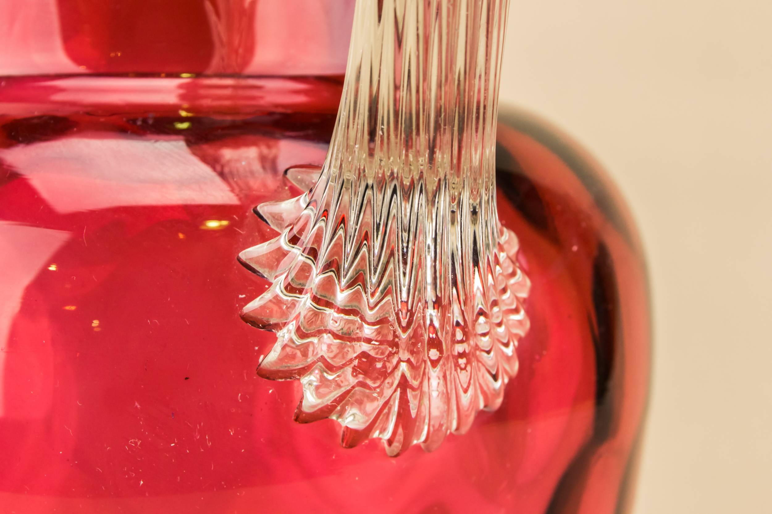 Victorian Antique JUG — Cranberry glass water jug 1