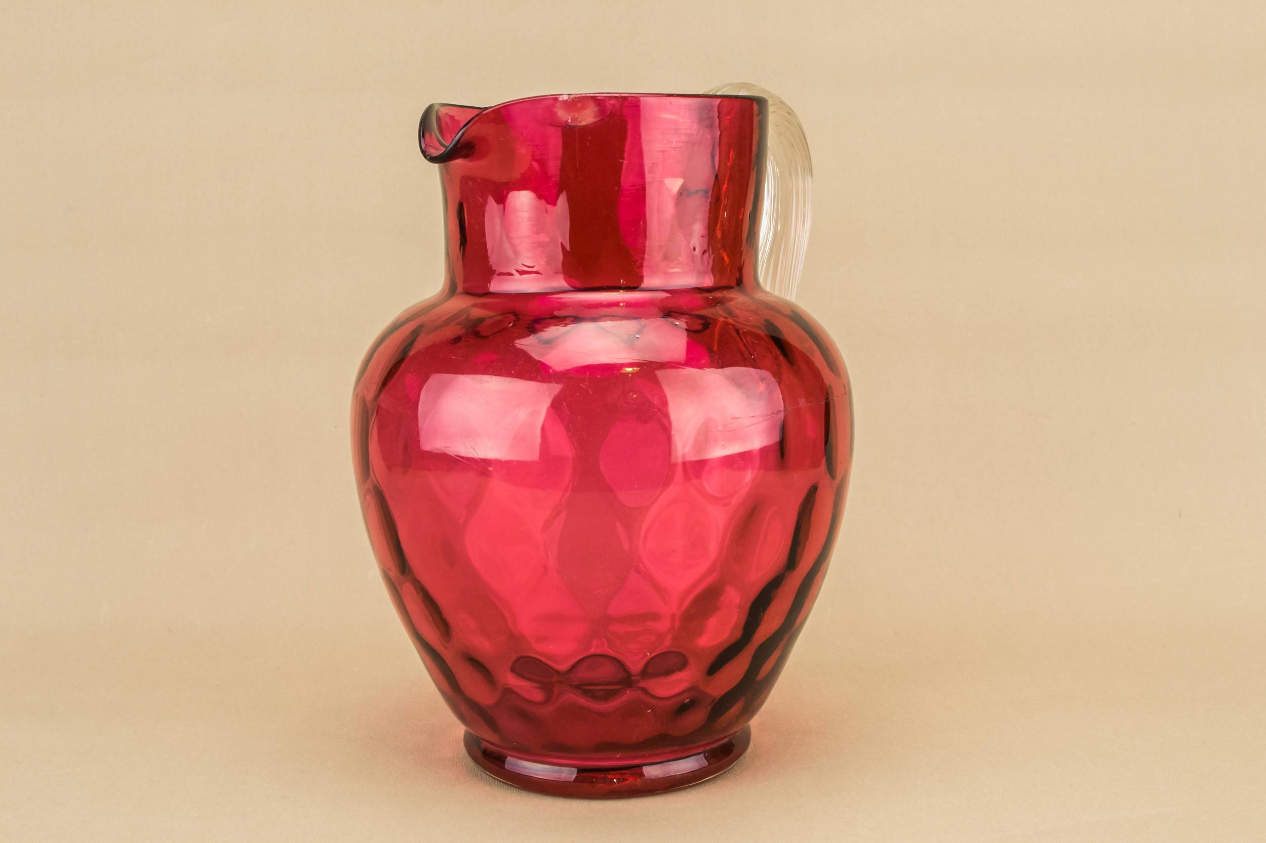 Victorian Antique JUG — Cranberry glass water jug 4