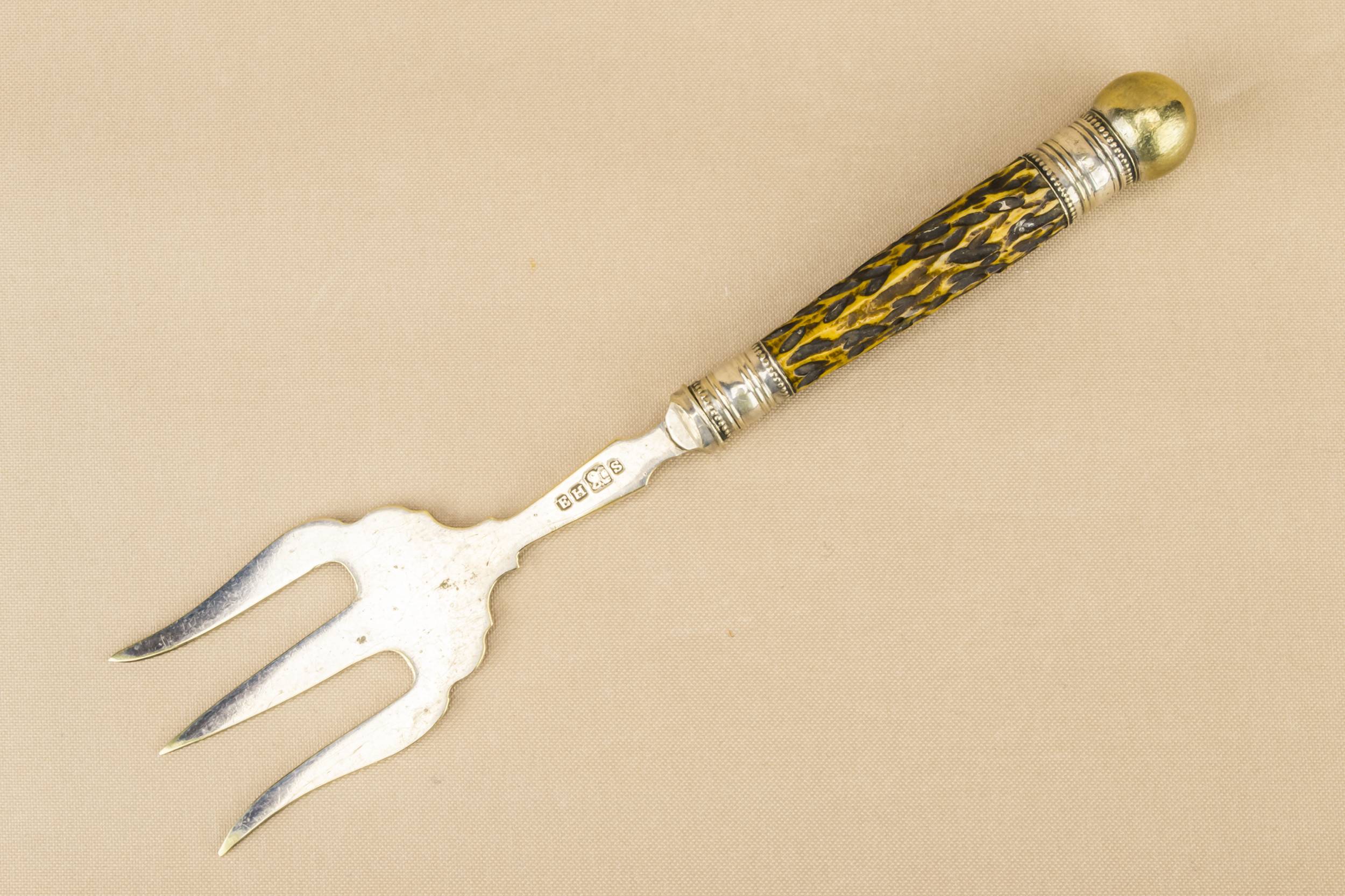 Elegant Antique Silver — Deer antler serving fork 2