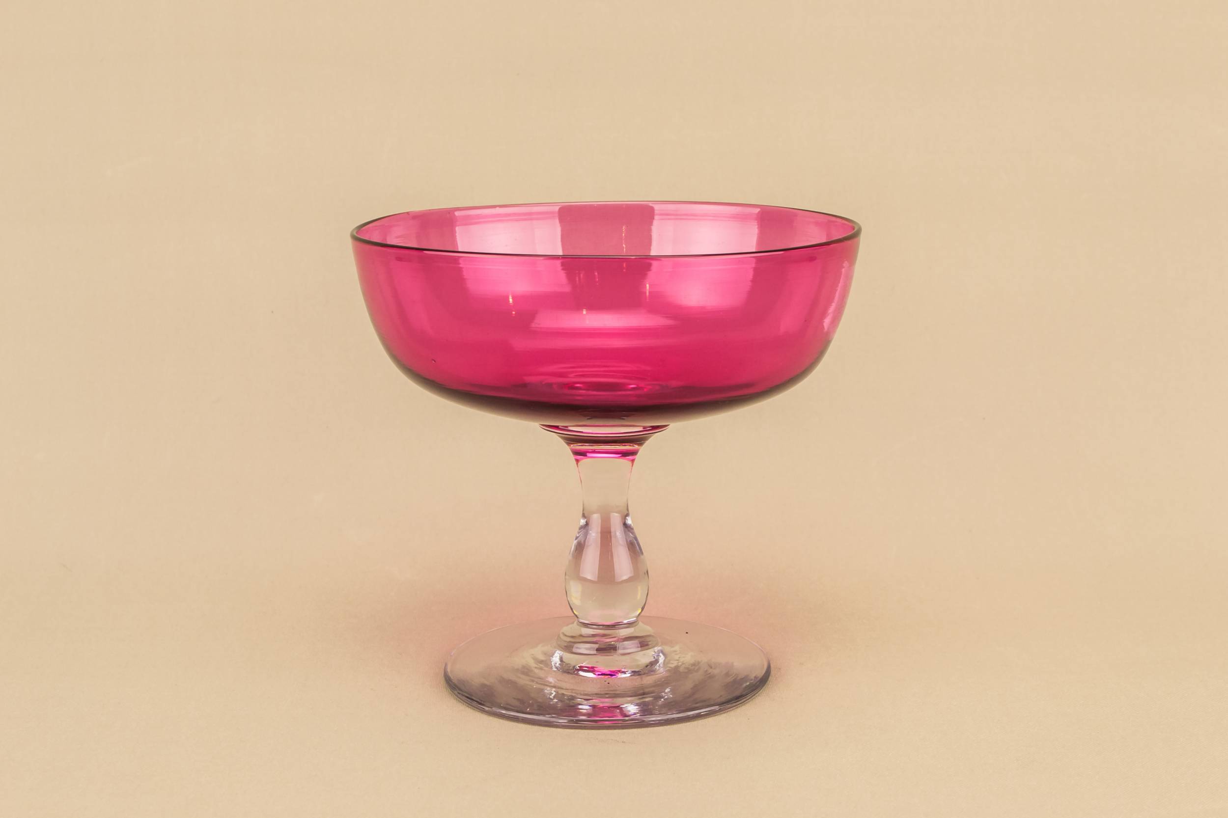 Retro Vintage BOWL — Cranberry glass stem bowl