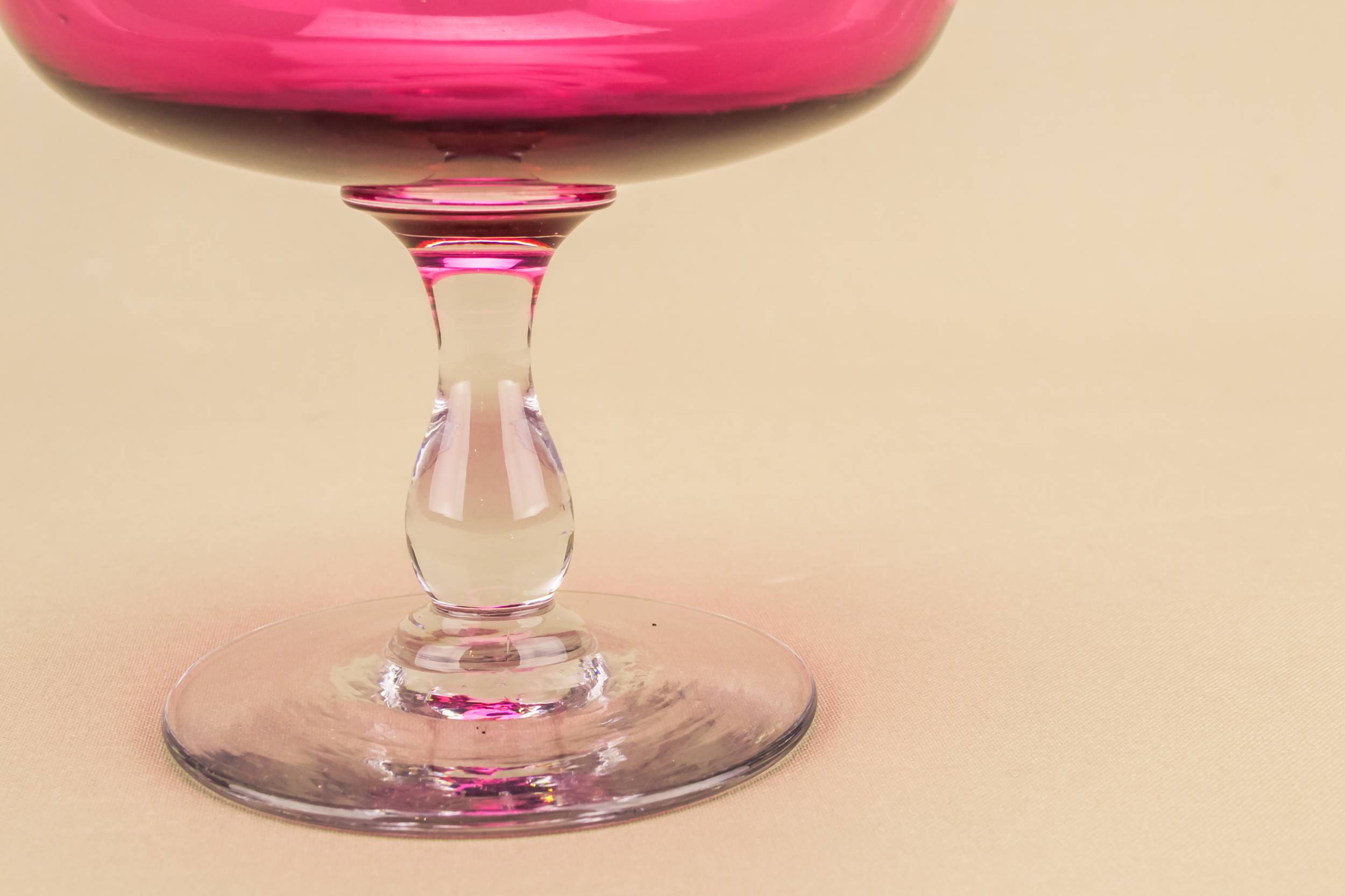 Retro Vintage BOWL — Cranberry glass stem bowl 1