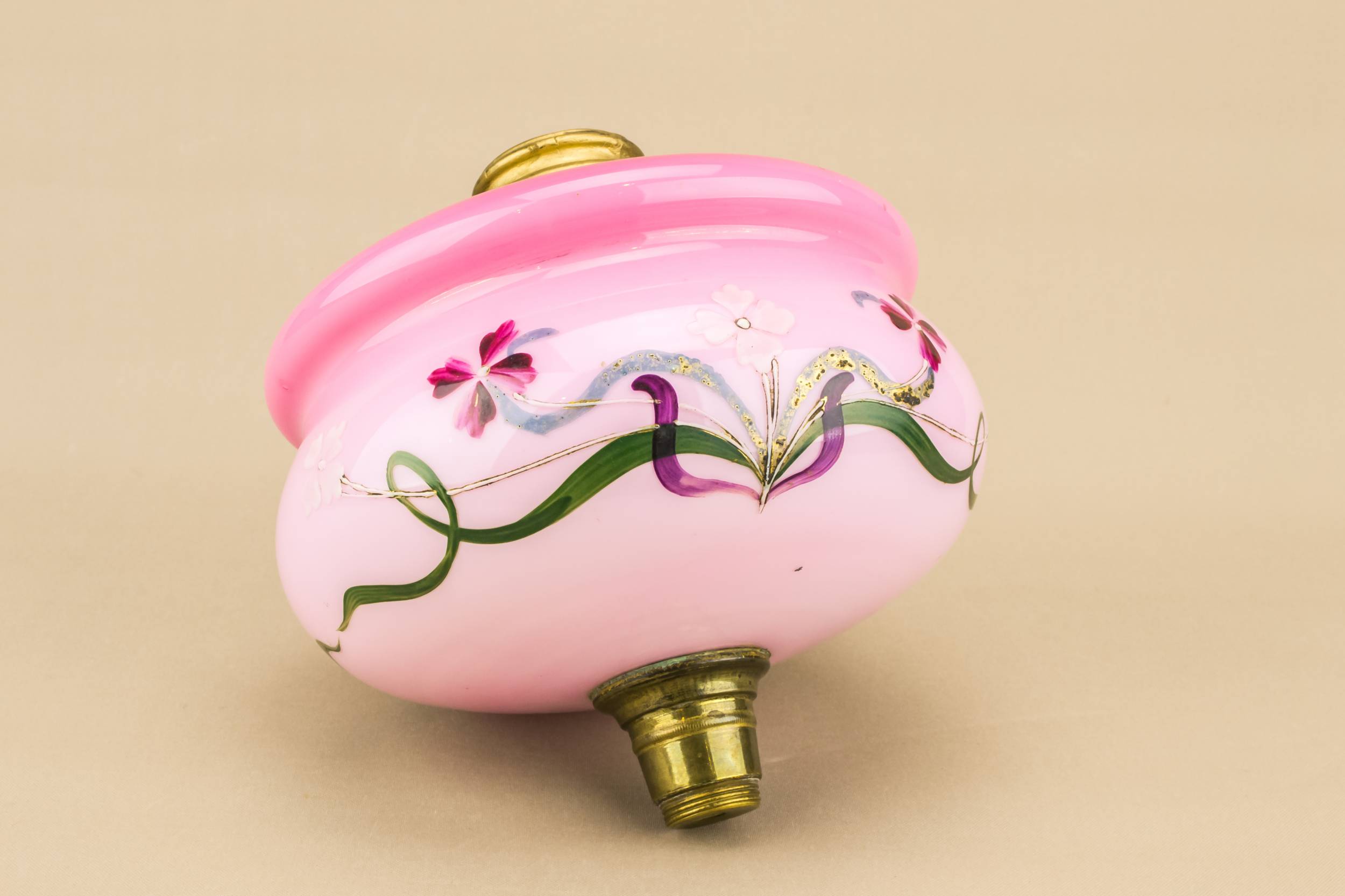 Art Nouveau Elegant — Pink glass oil lamp canister 1