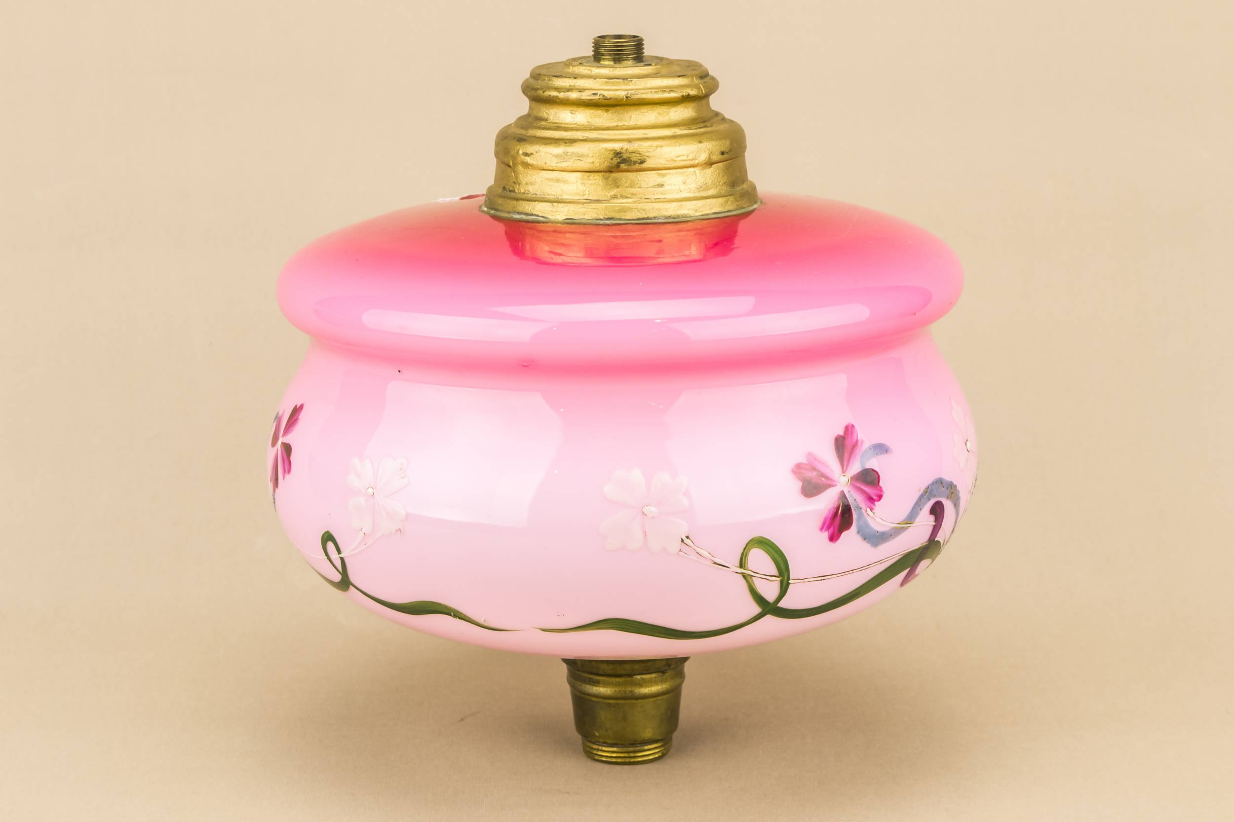 Art Nouveau Elegant — Pink glass oil lamp canister 2