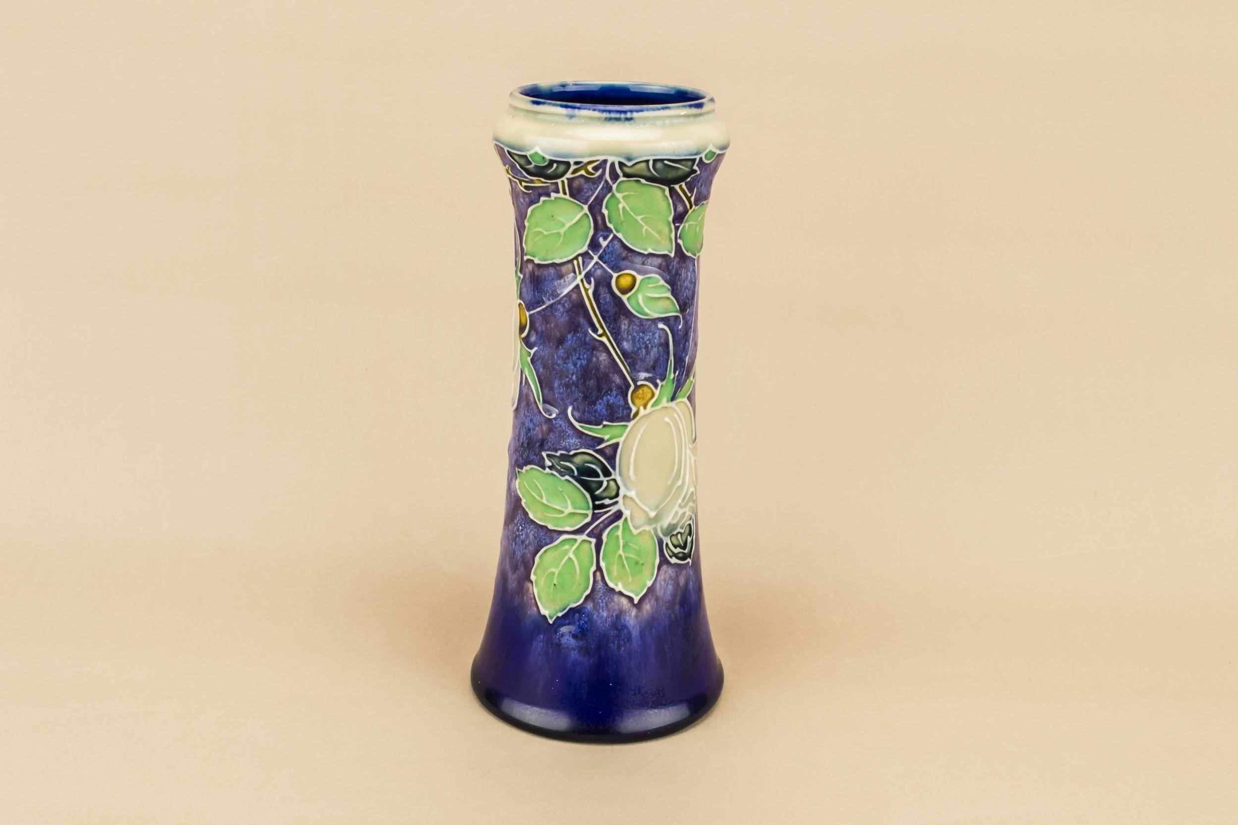 Antique Beautiful Floral — Royal Doulton blue vase
