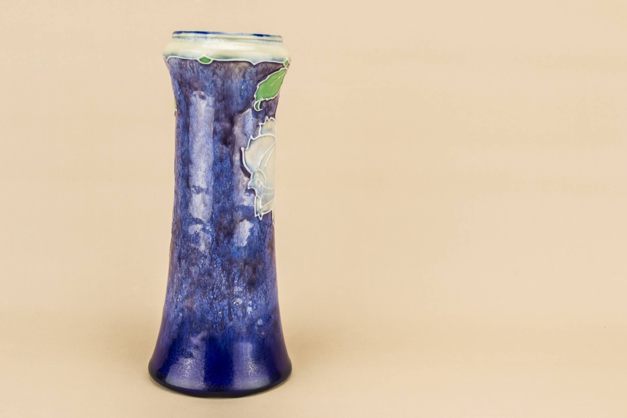 Antique Beautiful Floral — Royal Doulton blue vase 1