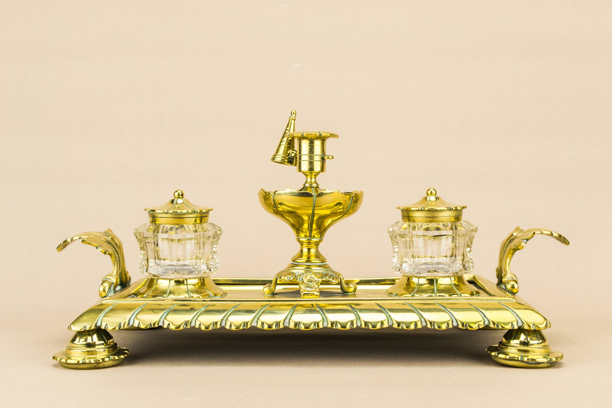 High Victorian Spectacular — Brass and glass inkwell 6
