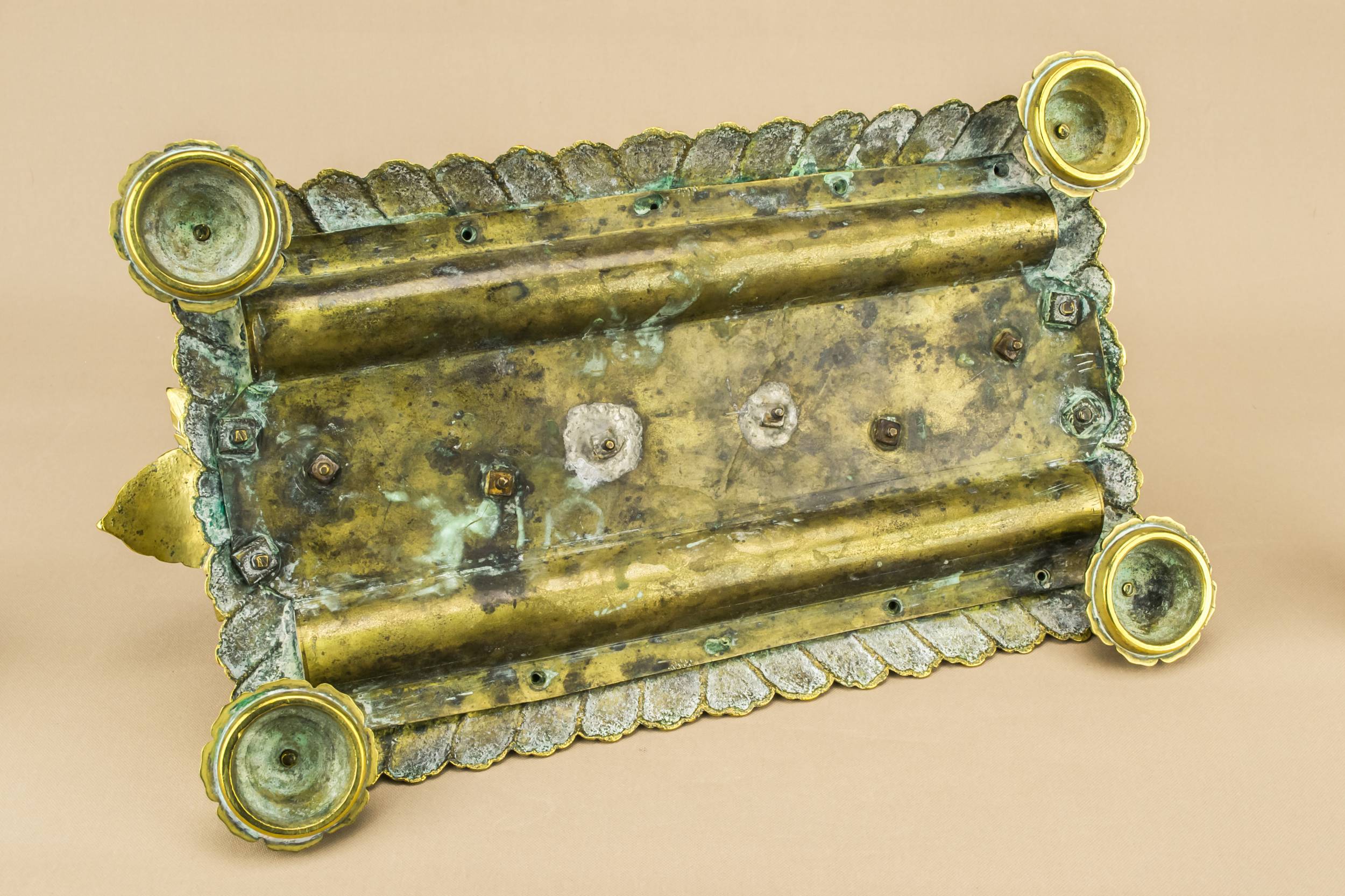 High Victorian Spectacular — Brass and glass inkwell 5