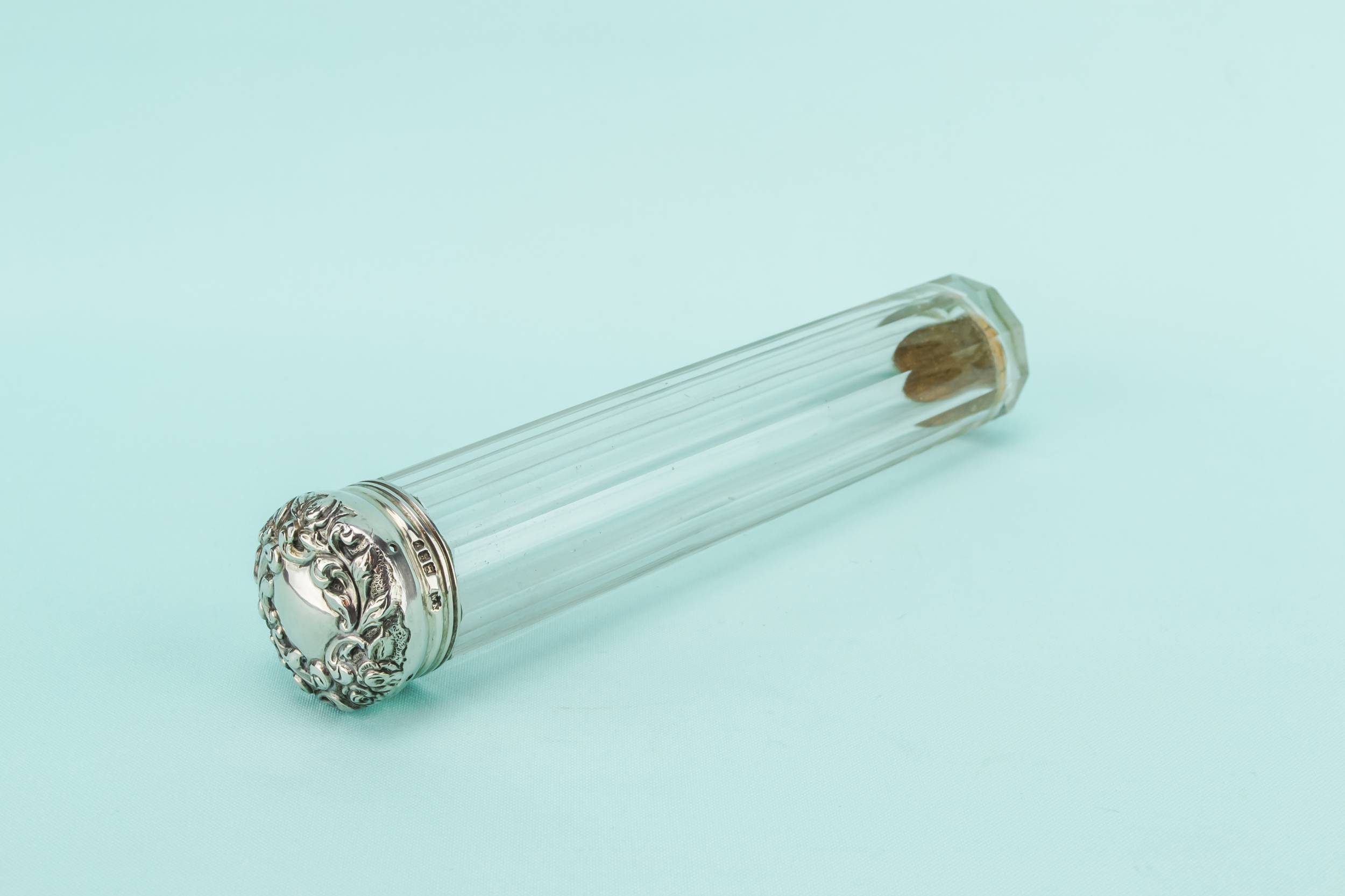 Edwardian Sterling Silver — Dressing table silver flask