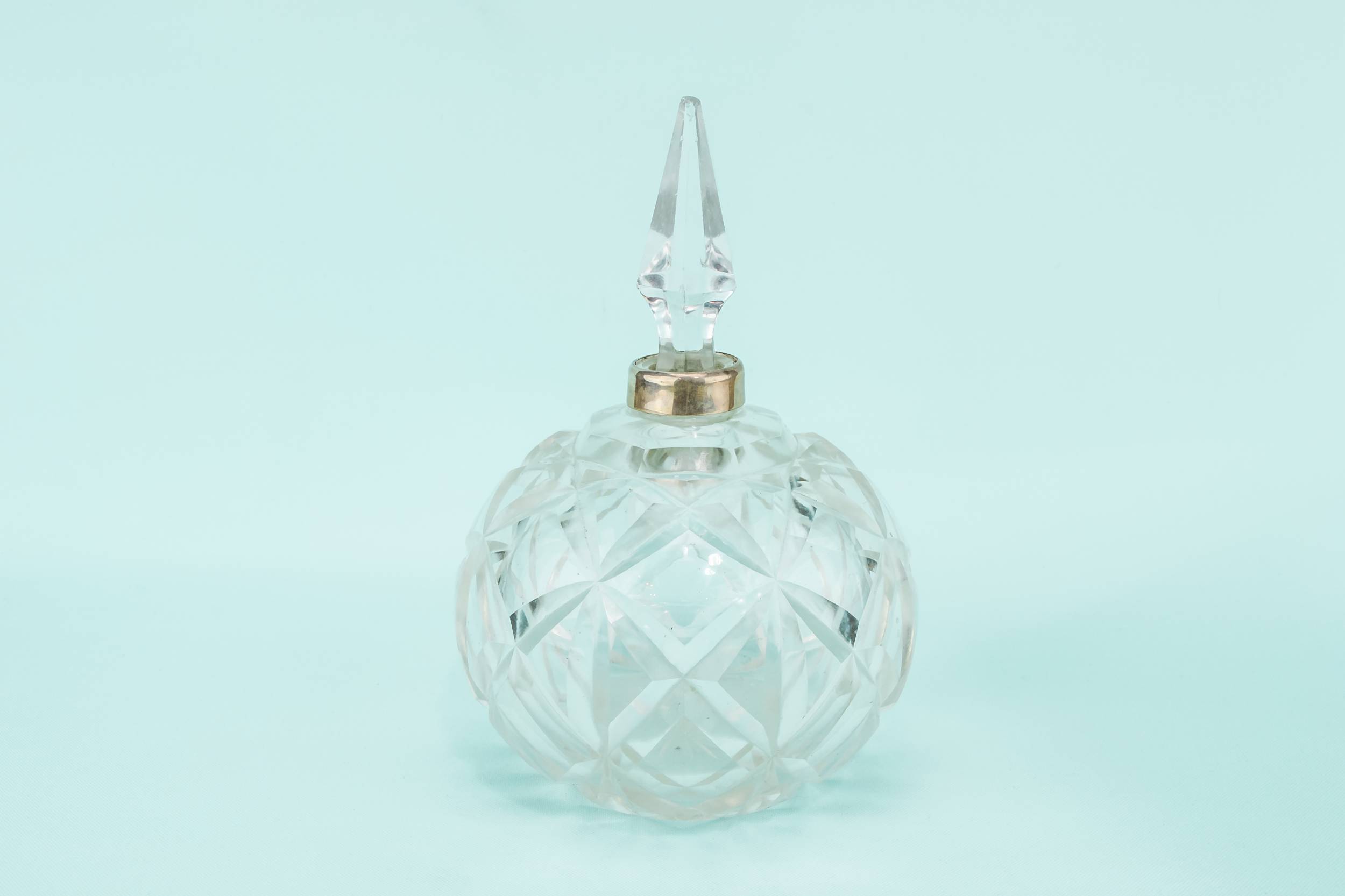 Traditional Edwardian Glass — Silver dressing table bottle