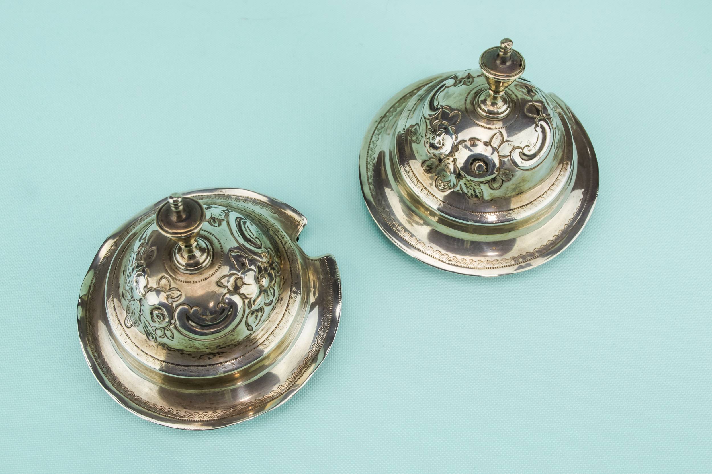 Shabby Chic Antique — 2 silver condiment pots 5
