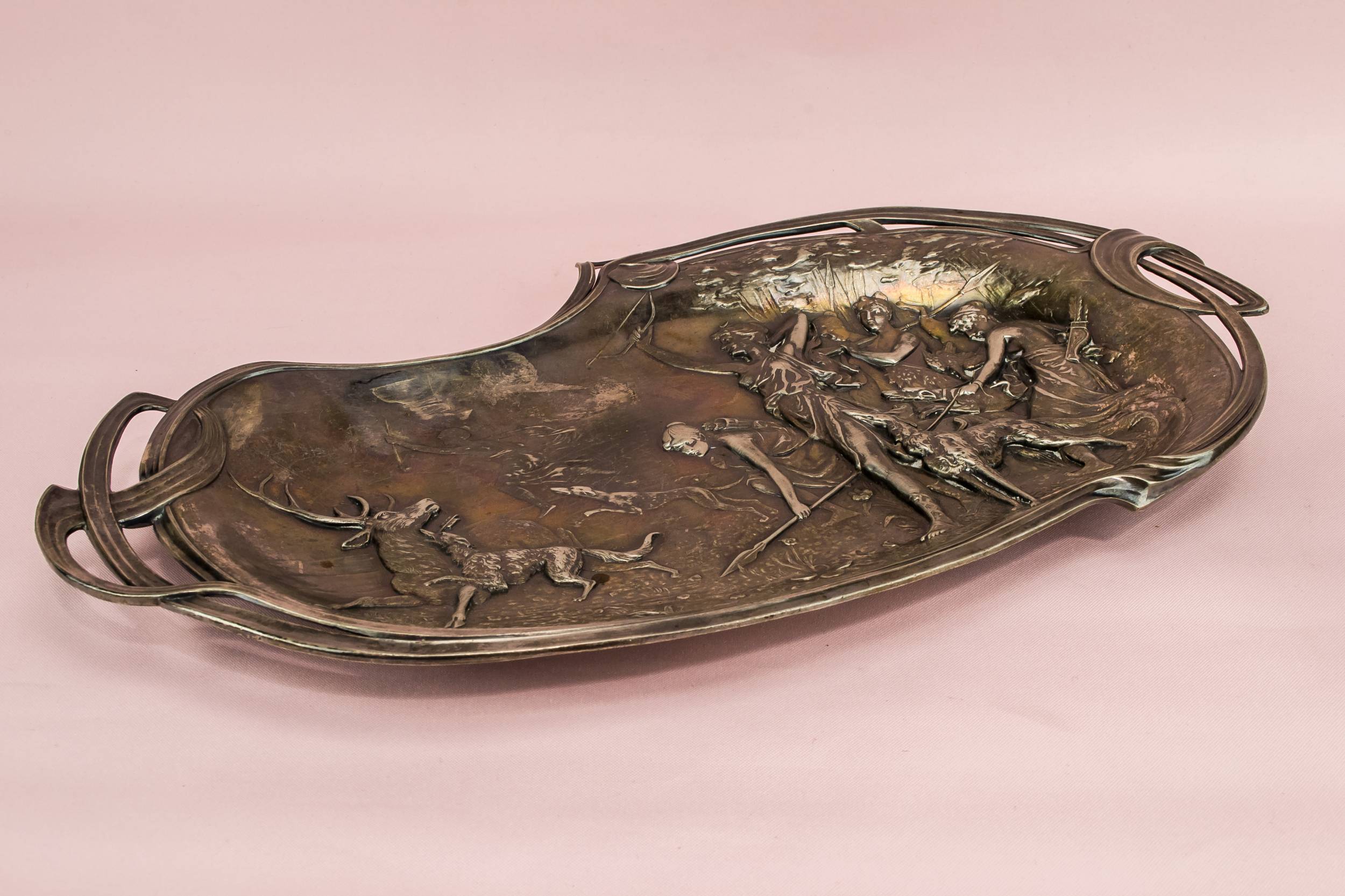 Arts Crafts Antique — WMF Diana tray in pewter 1