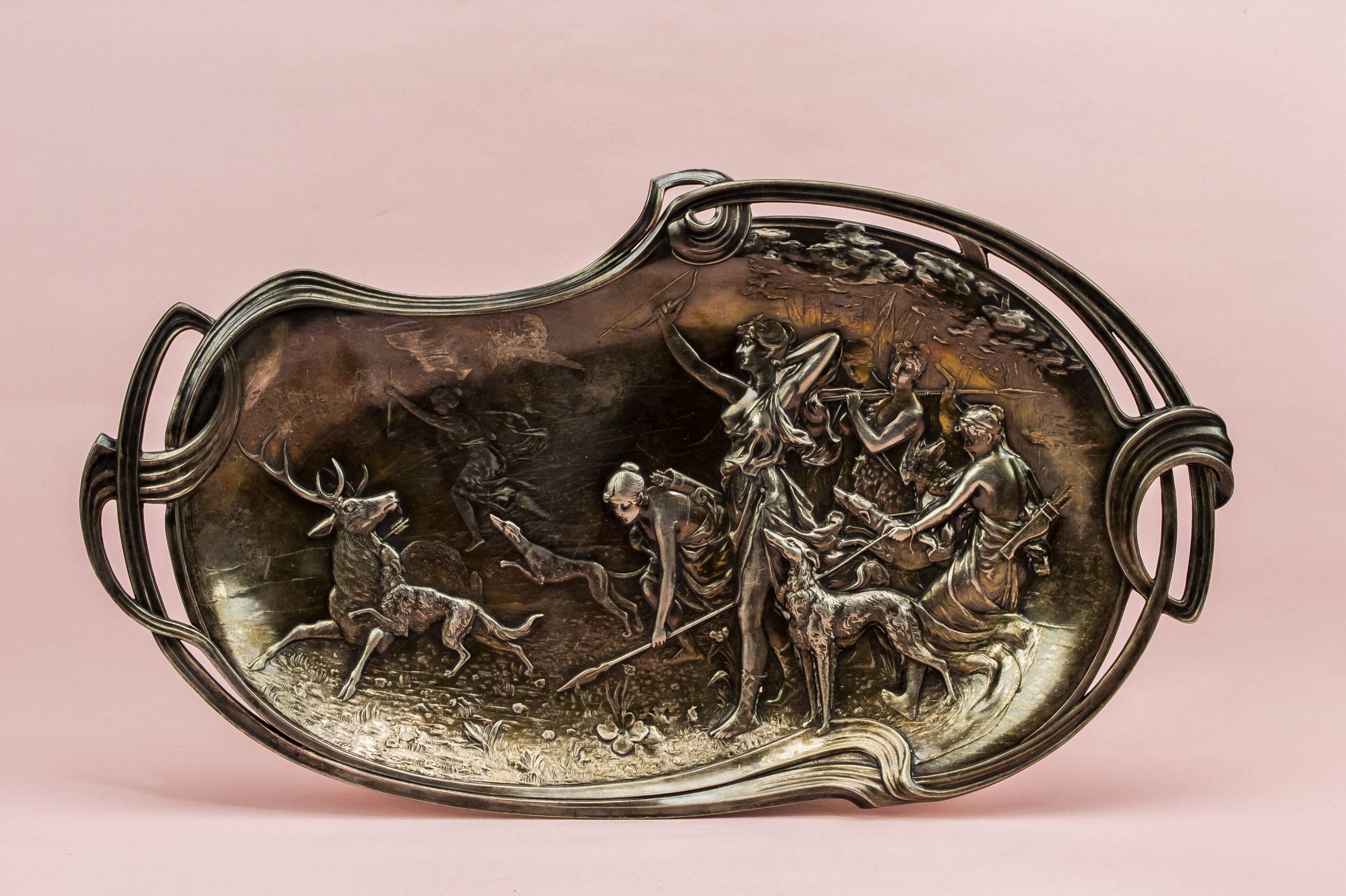 Arts Crafts Antique — WMF Diana tray in pewter 2