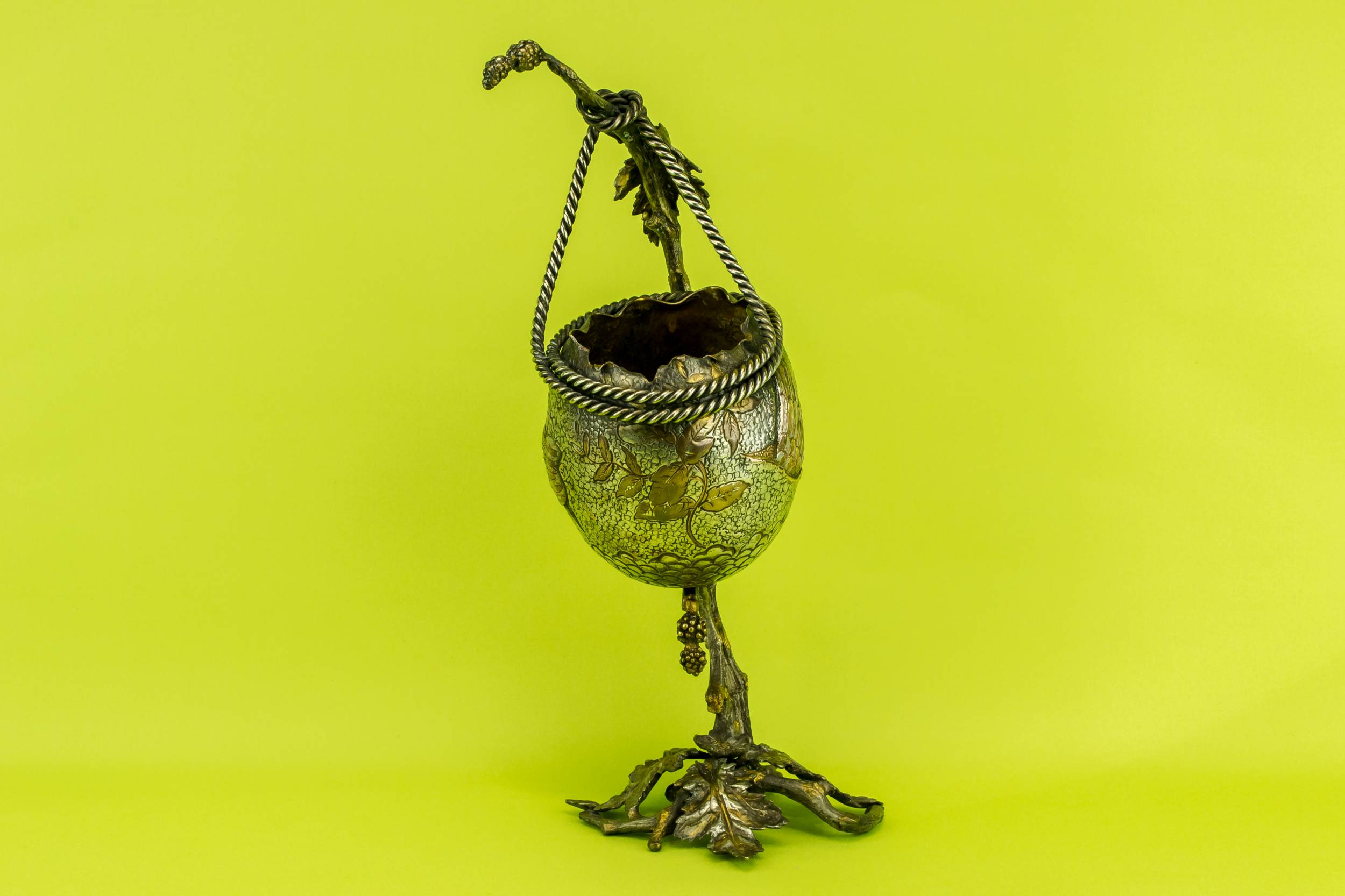 Antique Bronze Floral — Silvered bronze vase