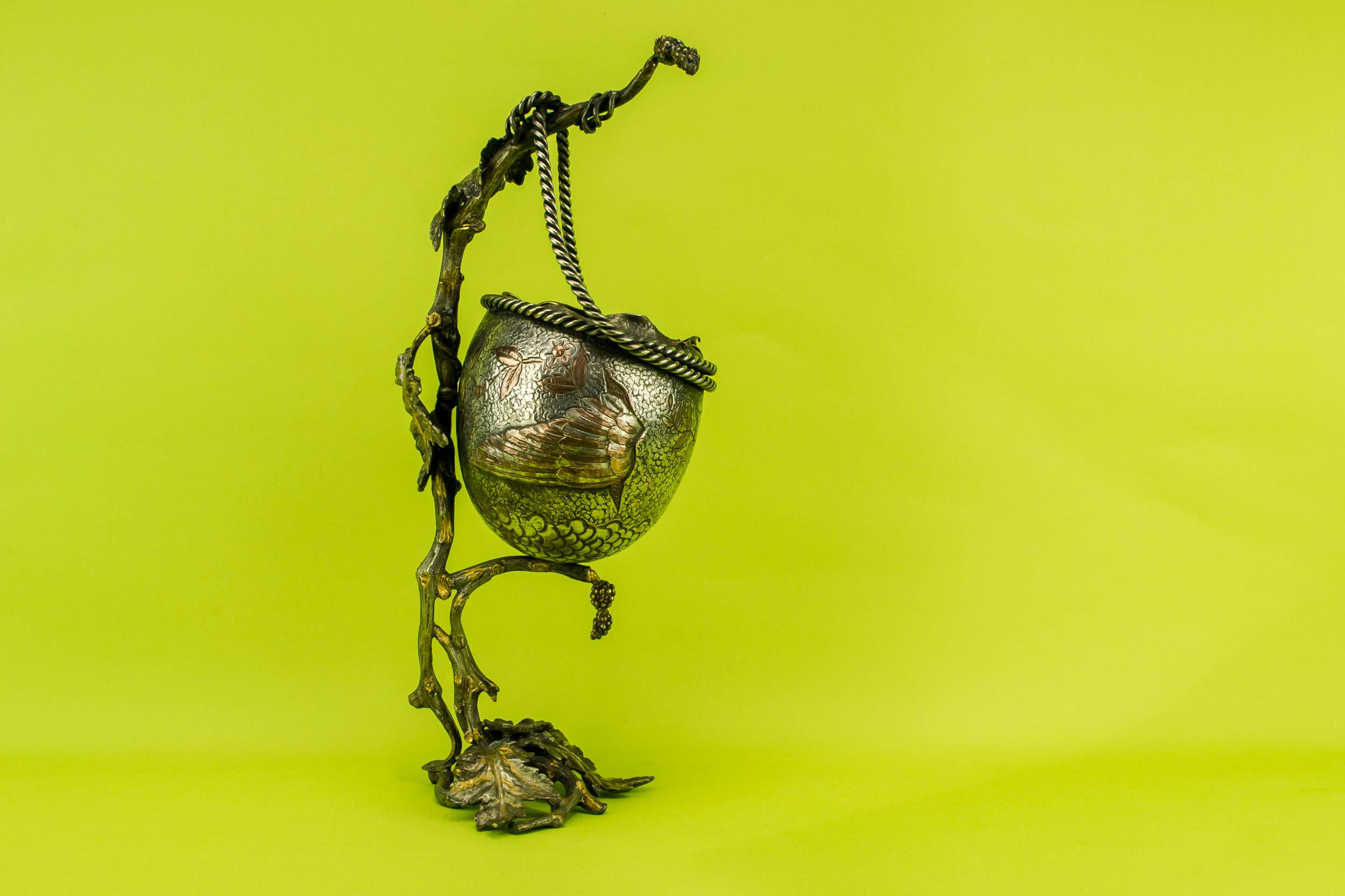 Antique Bronze Floral — Silvered bronze vase 3