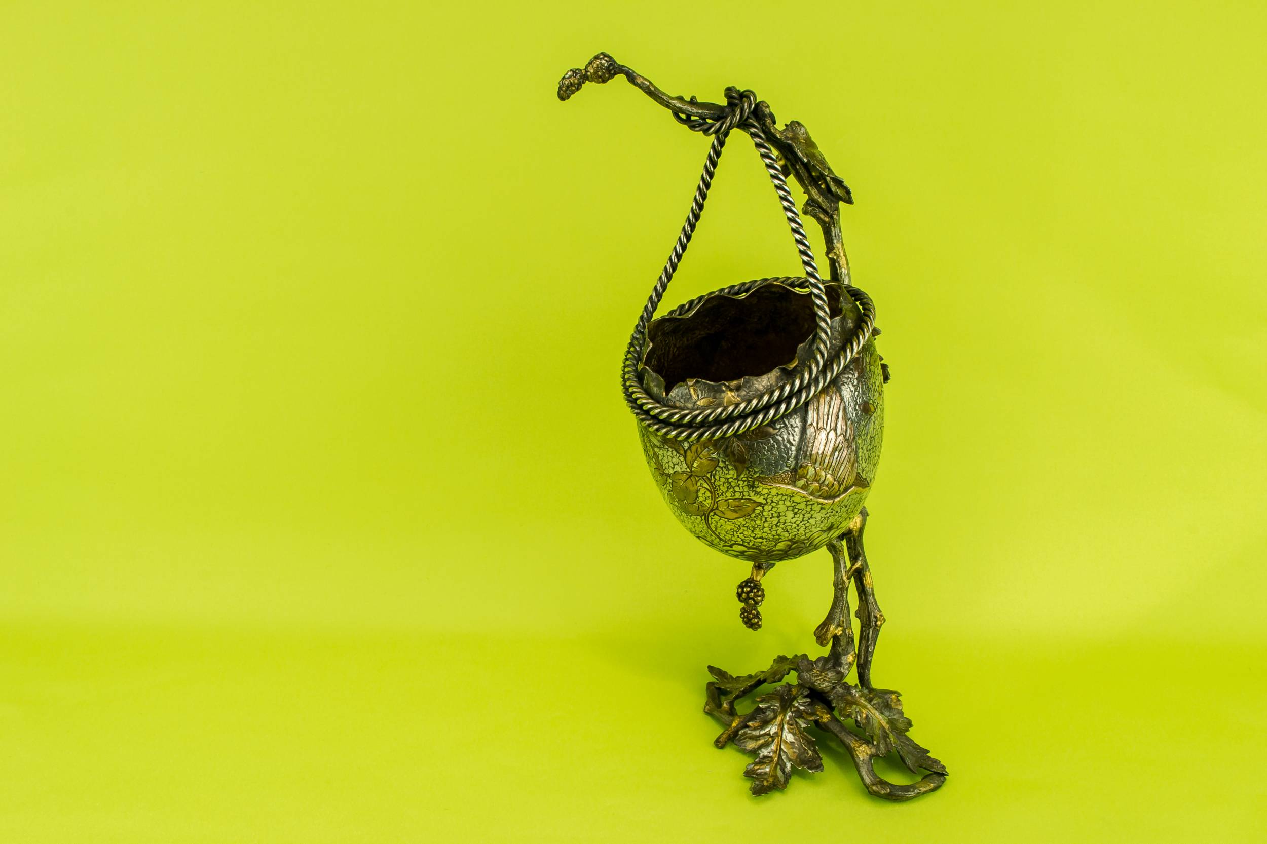 Antique Bronze Floral — Silvered bronze vase 8