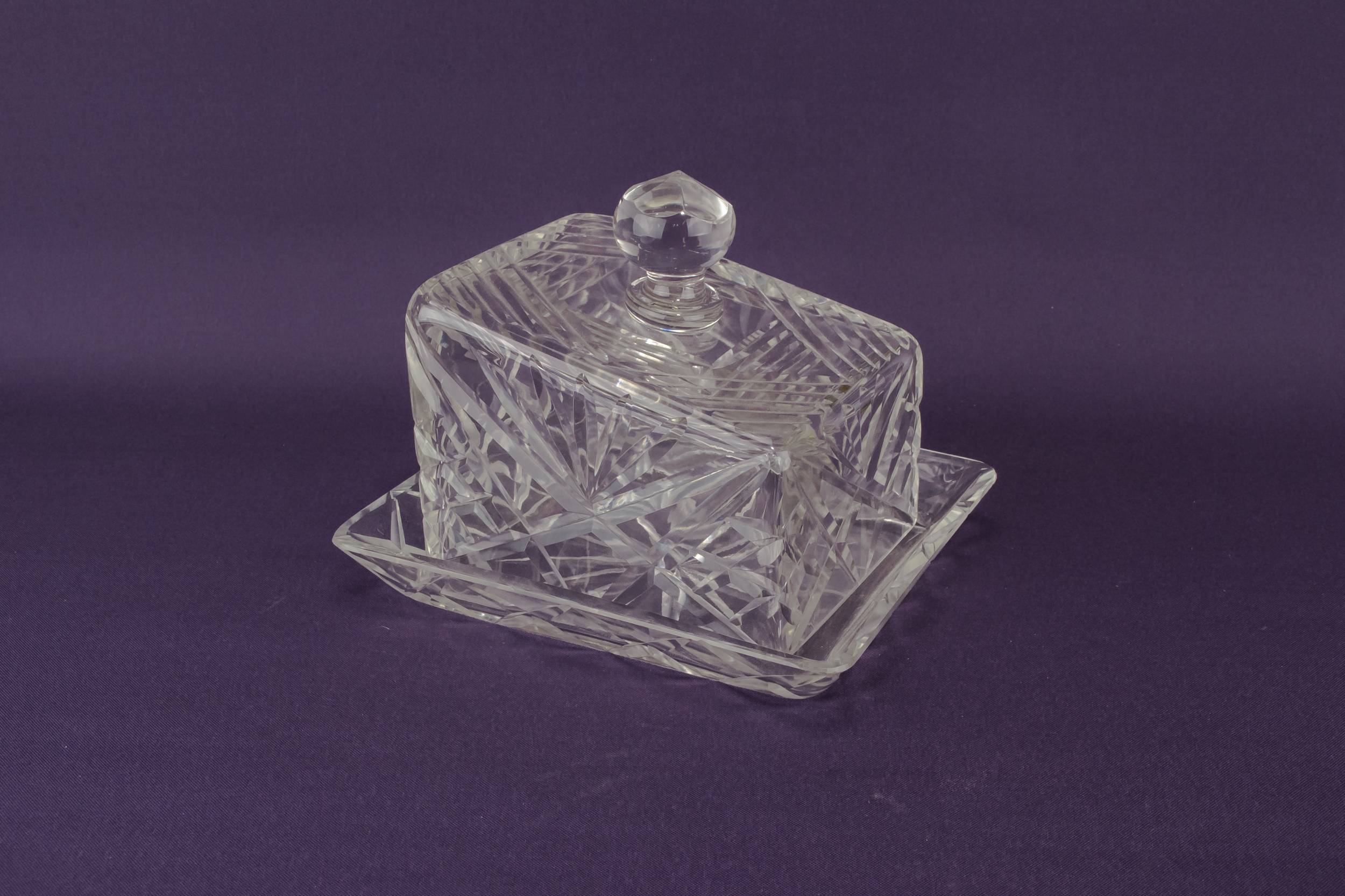 Vintage Classical Glass — Glass butter dish with lid