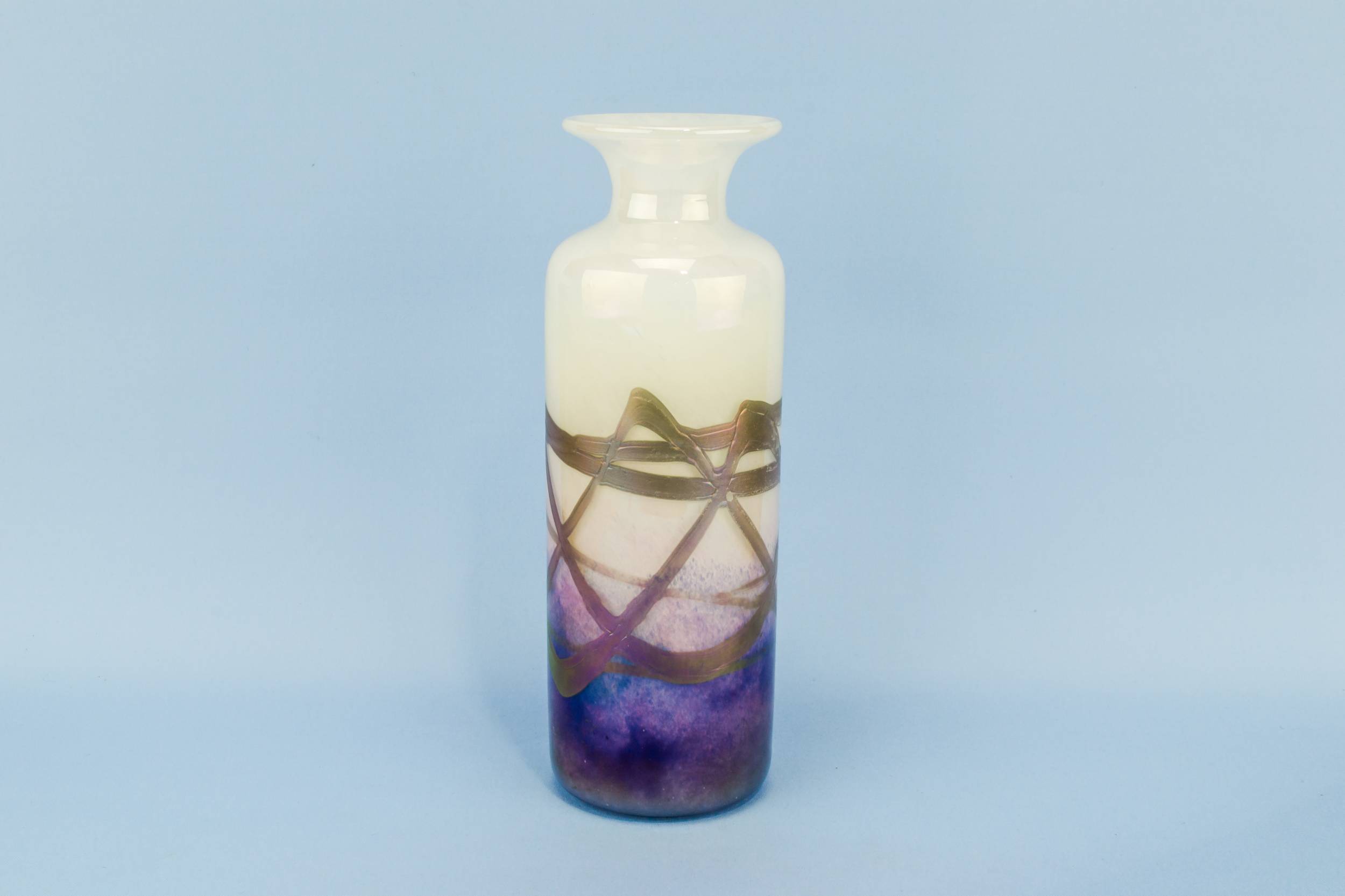 Modernist Elegant Abstract — Blue and white glass vase