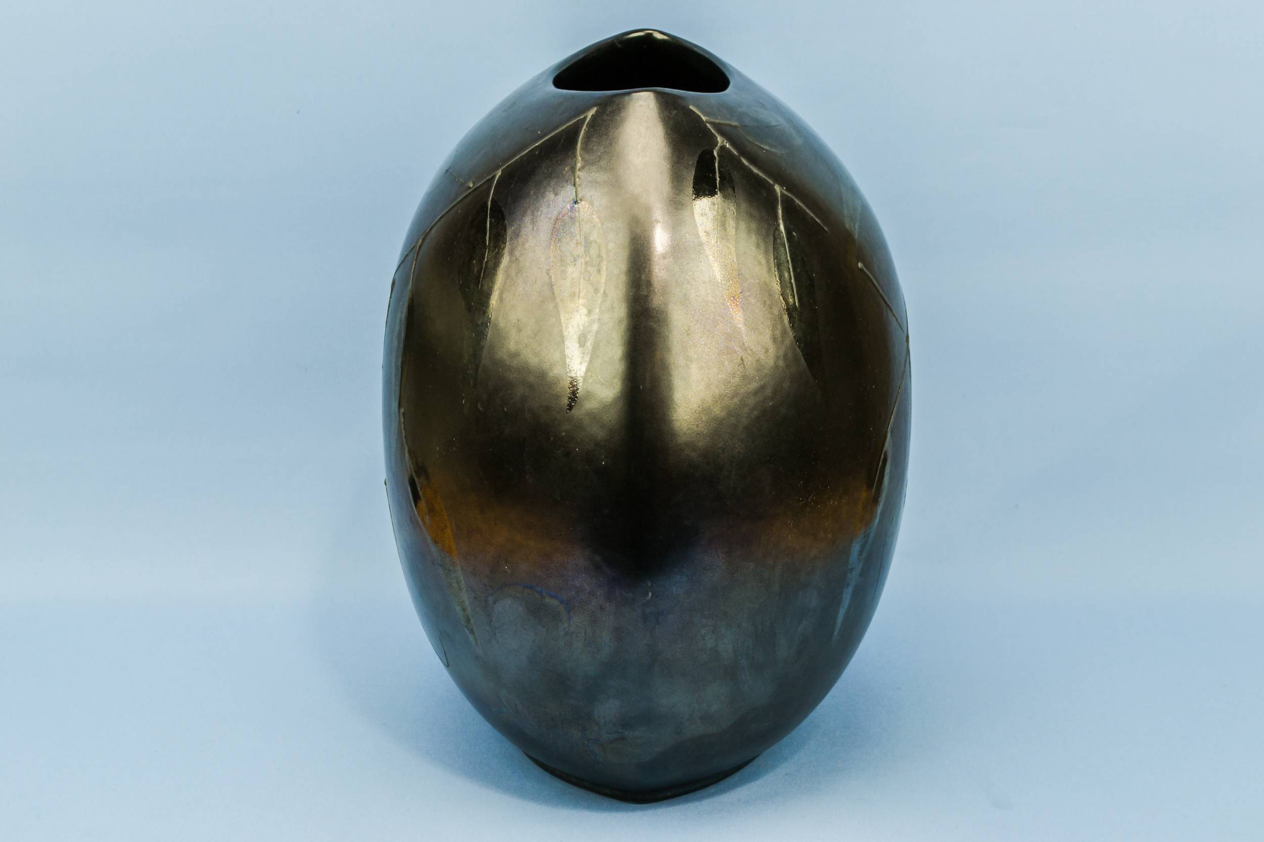 Modernist Imposing Ceramic — Large black flower vase 1