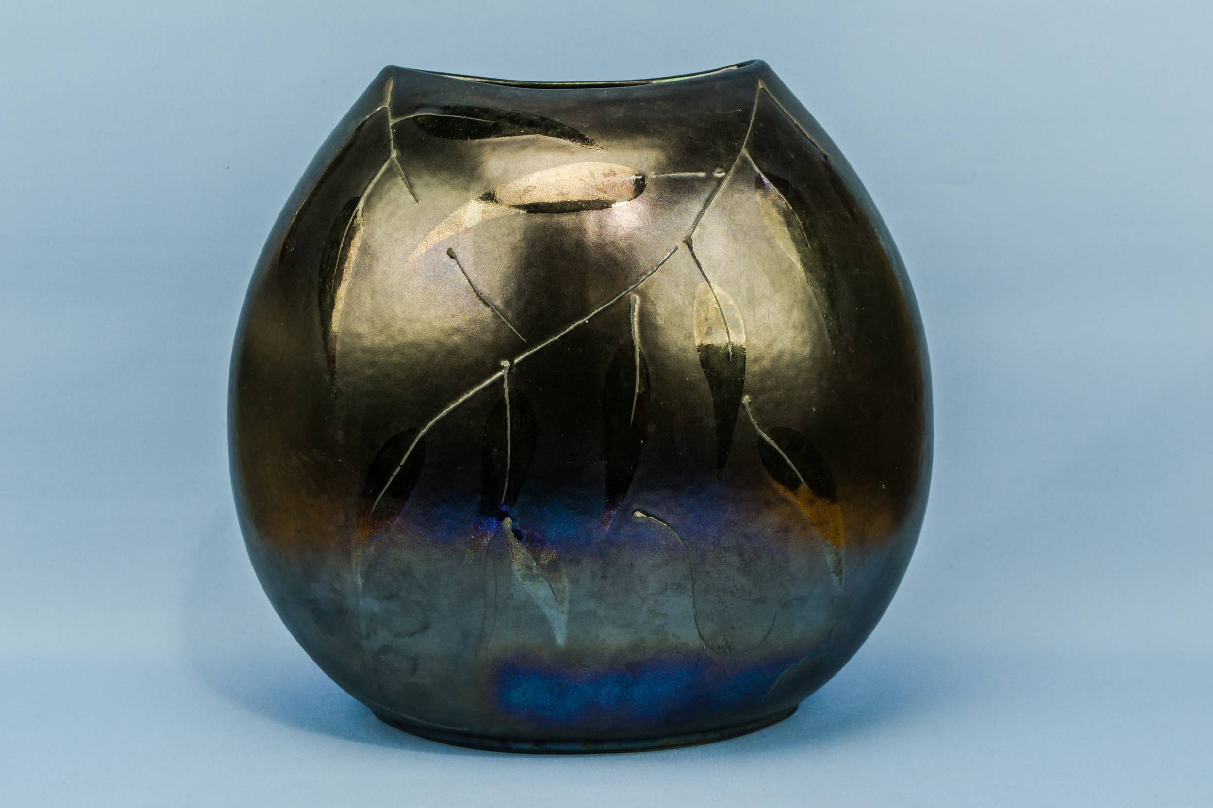 Modernist Imposing Ceramic — Large black flower vase 2