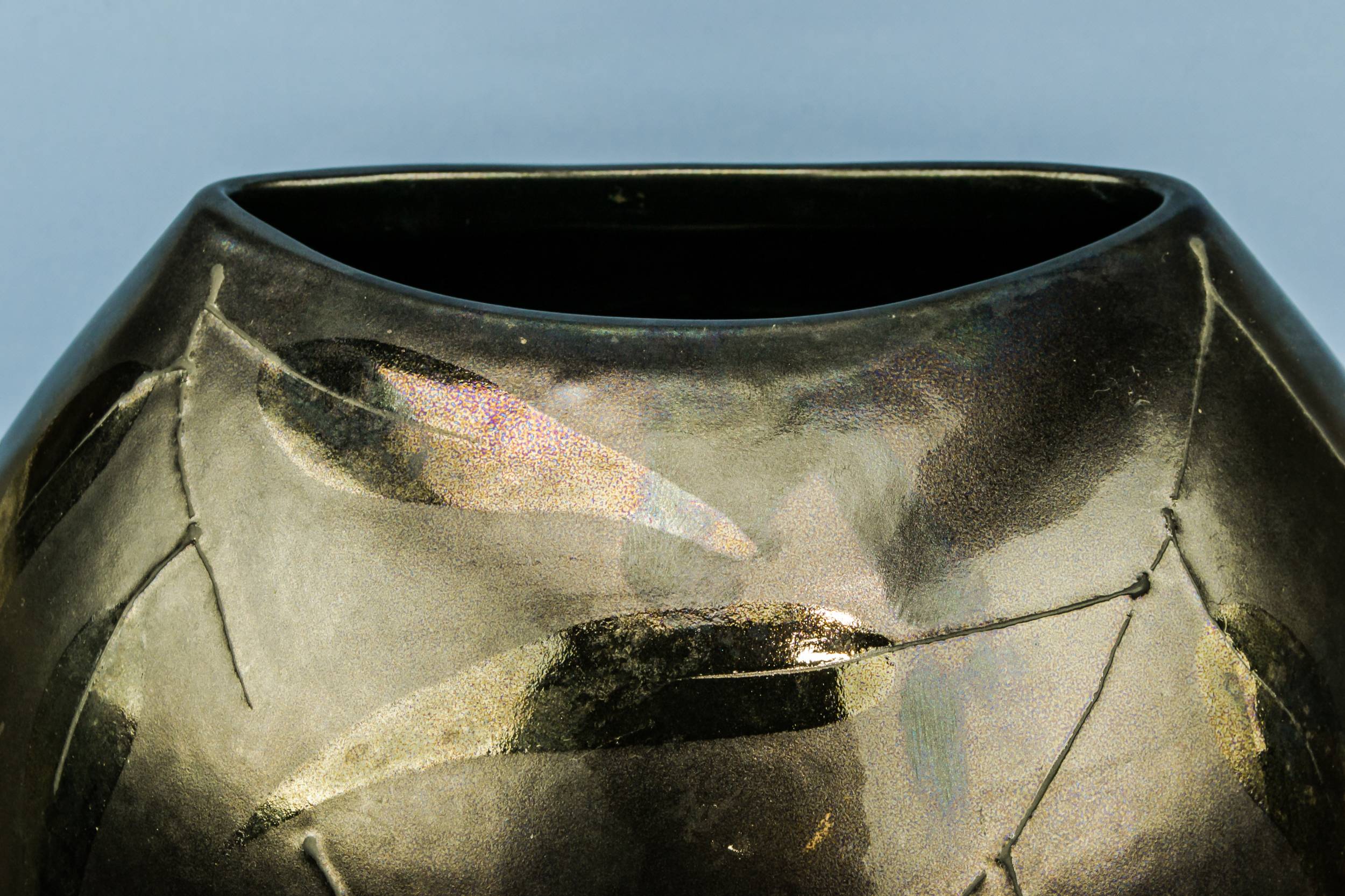 Modernist Imposing Ceramic — Large black flower vase 3