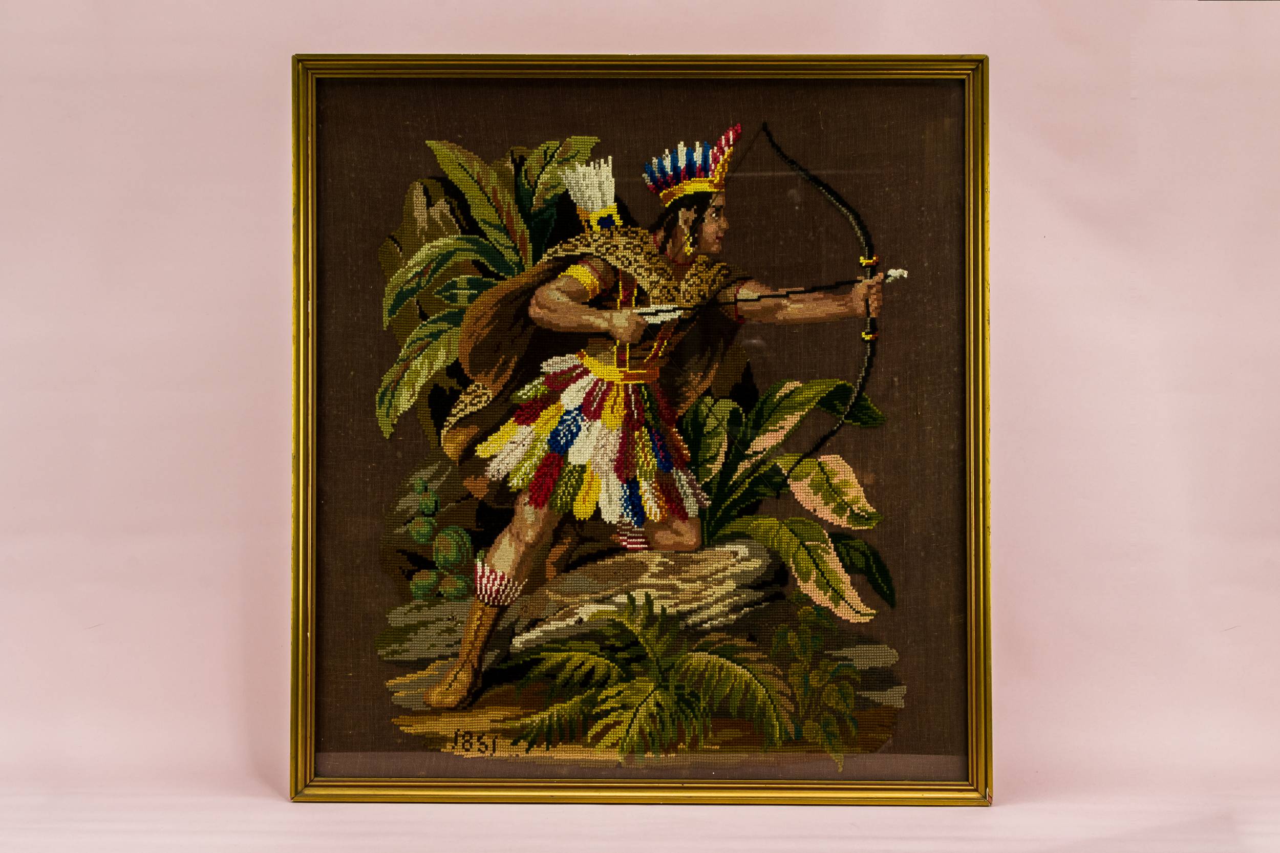 Large Sampler Woolwork — American Indian sampler
