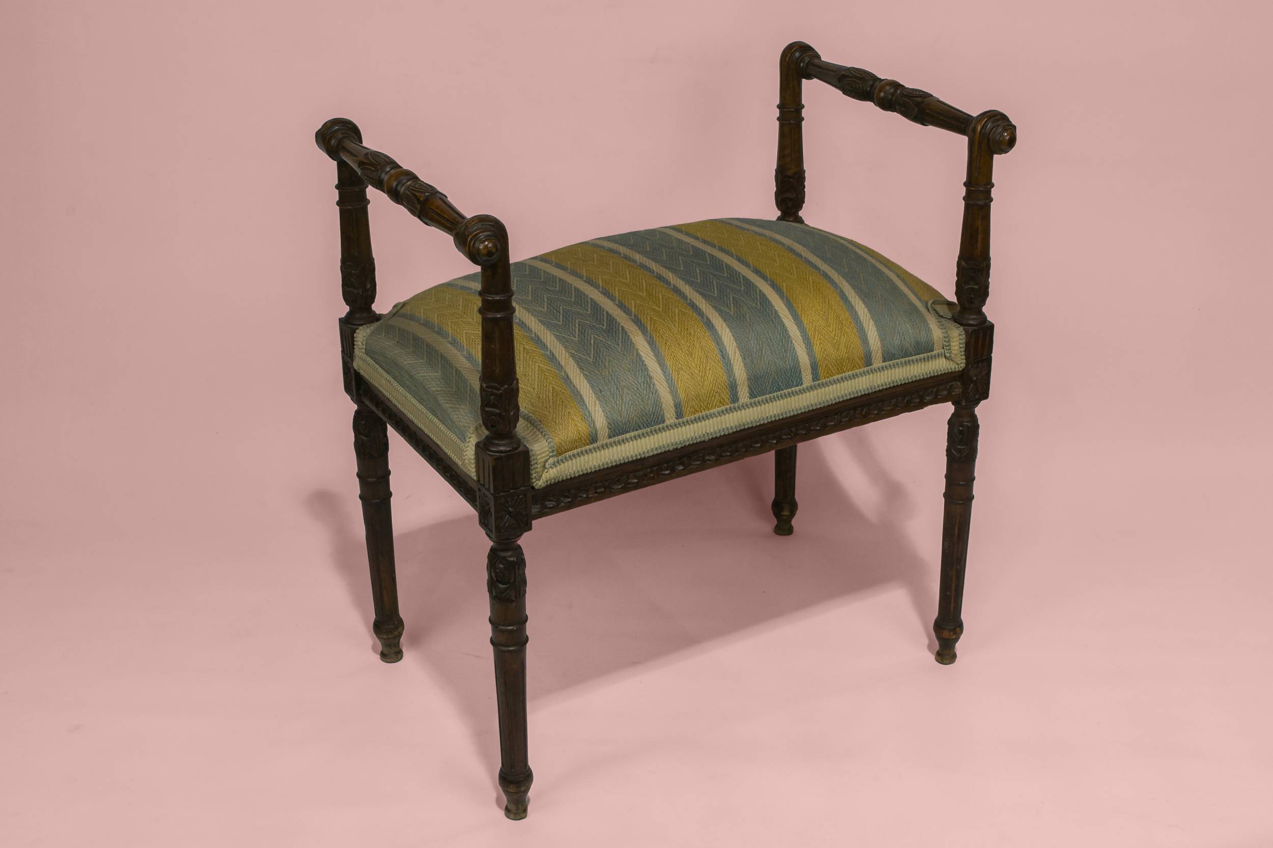 Neo-classical Antique Leaf — Carved piano stool
