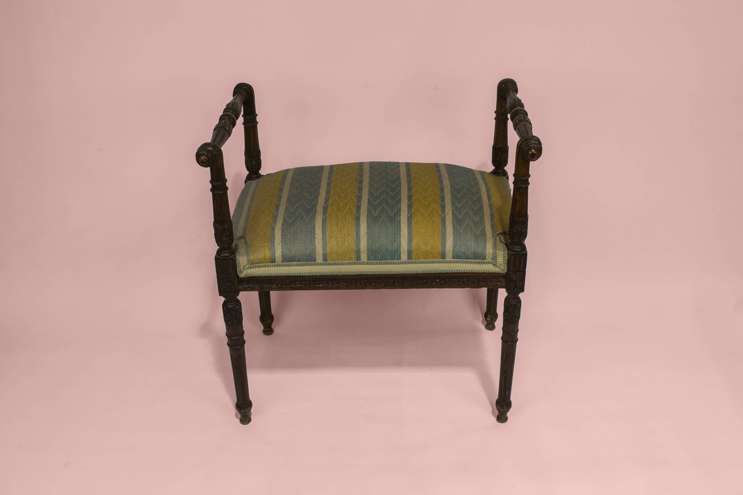 Neo-classical Antique Leaf — Carved piano stool 1