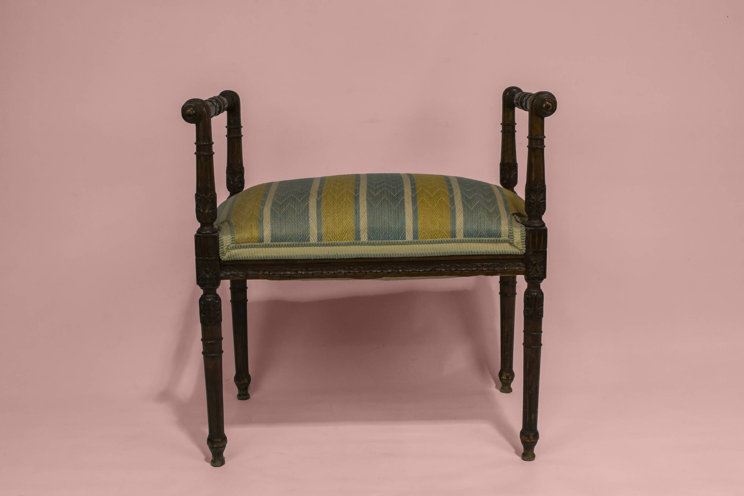 Neo-classical Antique Leaf — Carved piano stool 7