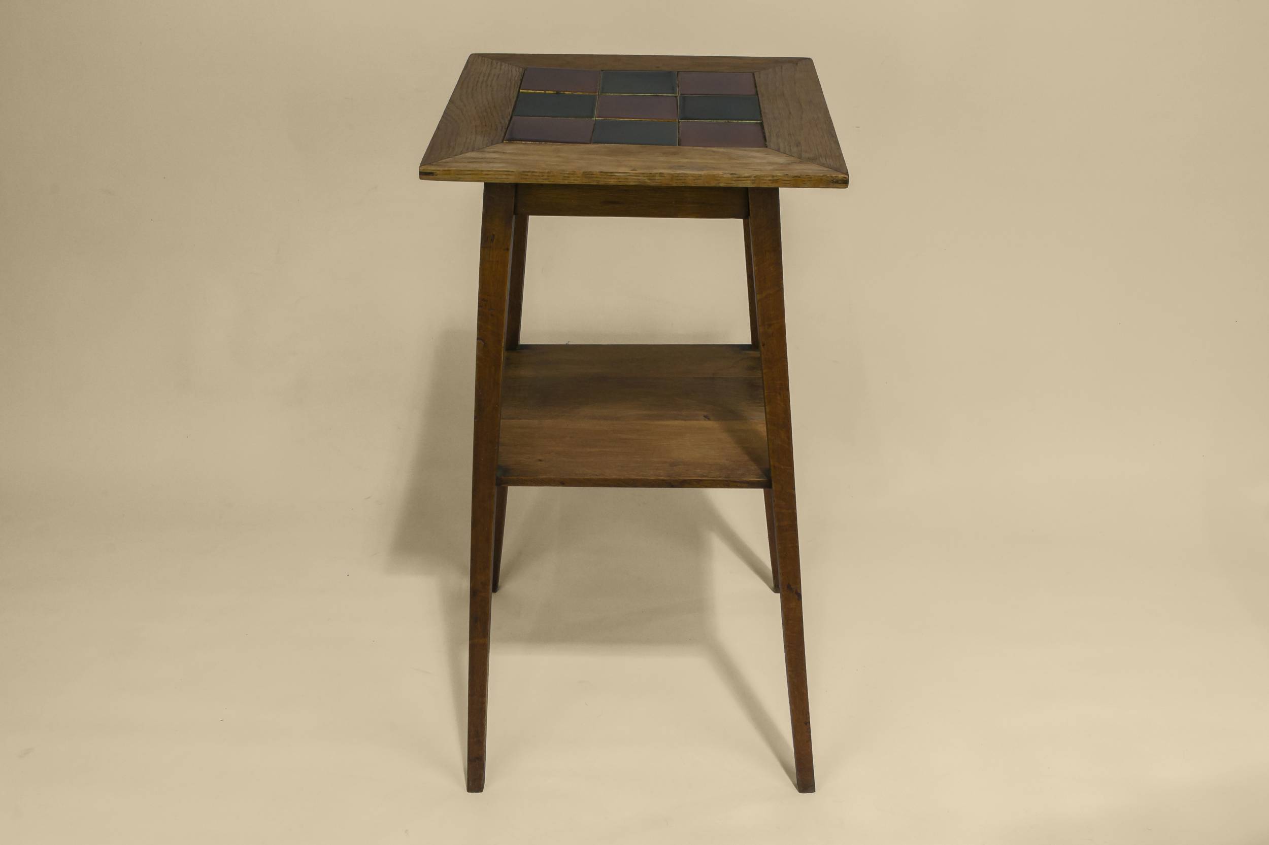 Traditional Antique Minimalist — Tile top oak stand 1
