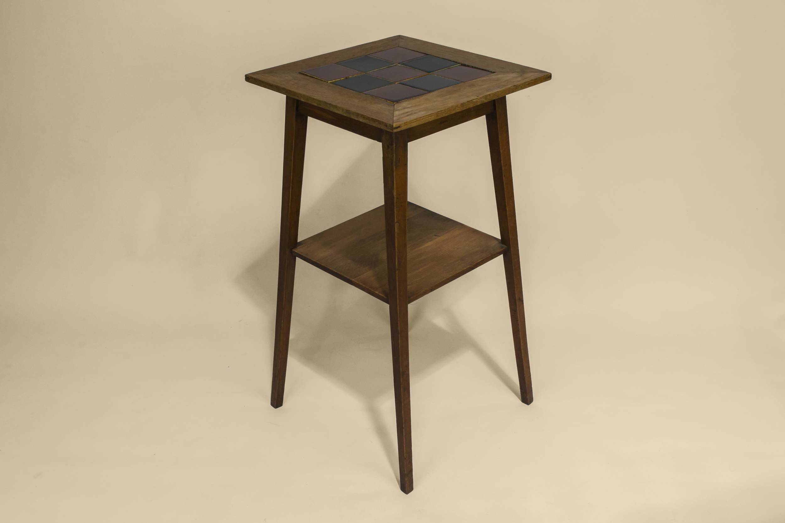 Traditional Antique Minimalist — Tile top oak stand