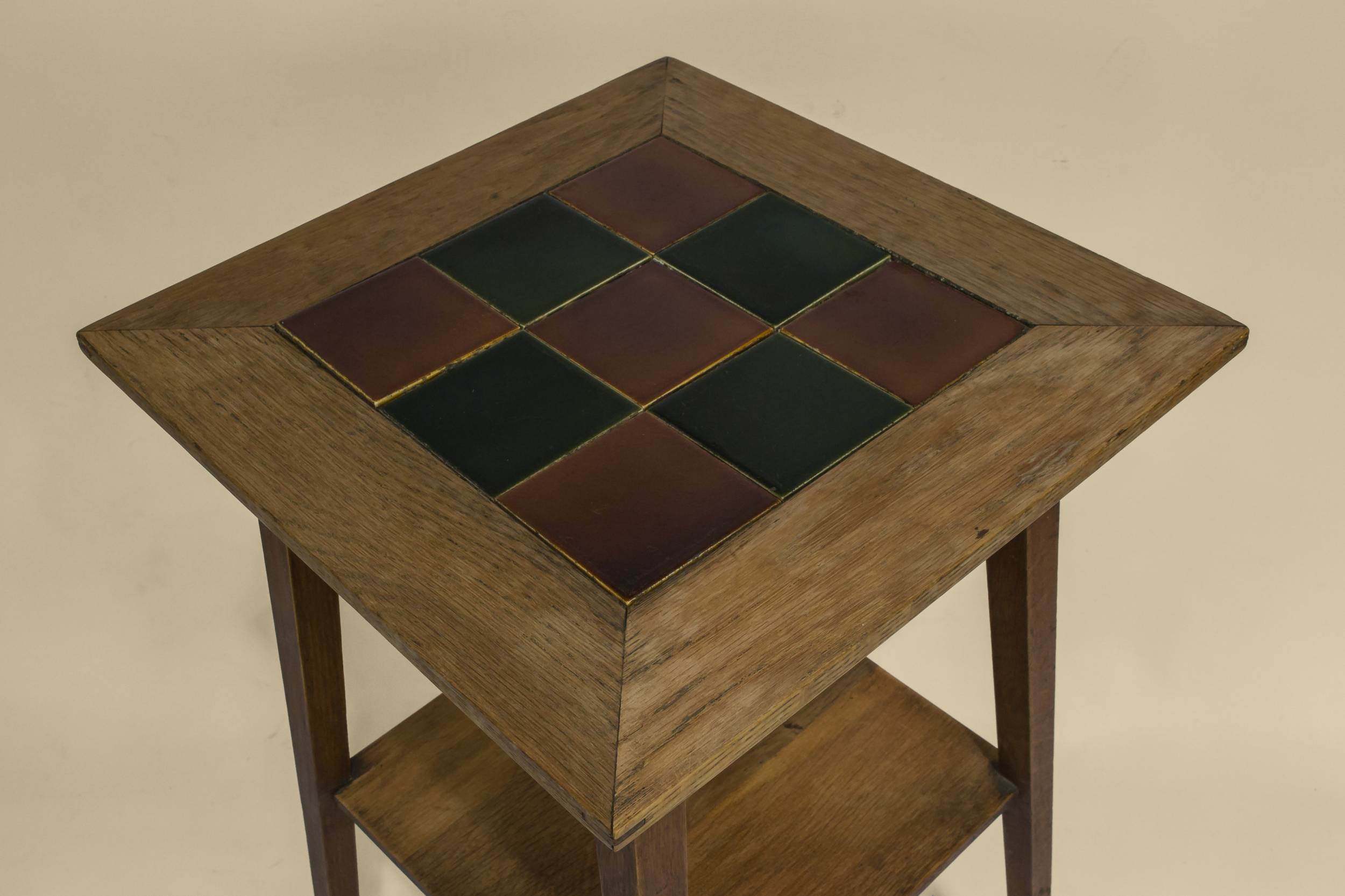 Traditional Antique Minimalist — Tile top oak stand 2