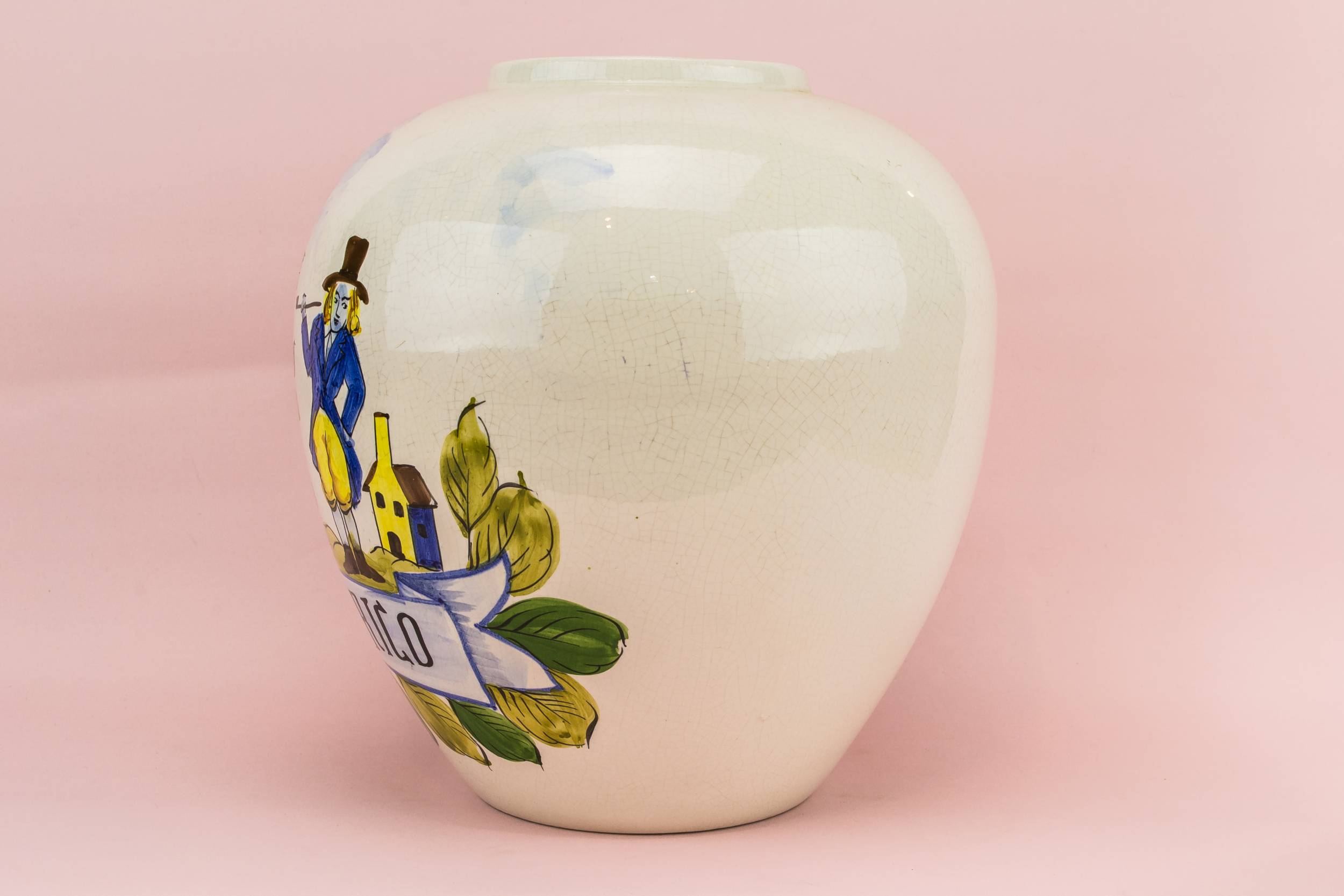 White Vintage Ceramic — Porto Rico tobacco jar 1