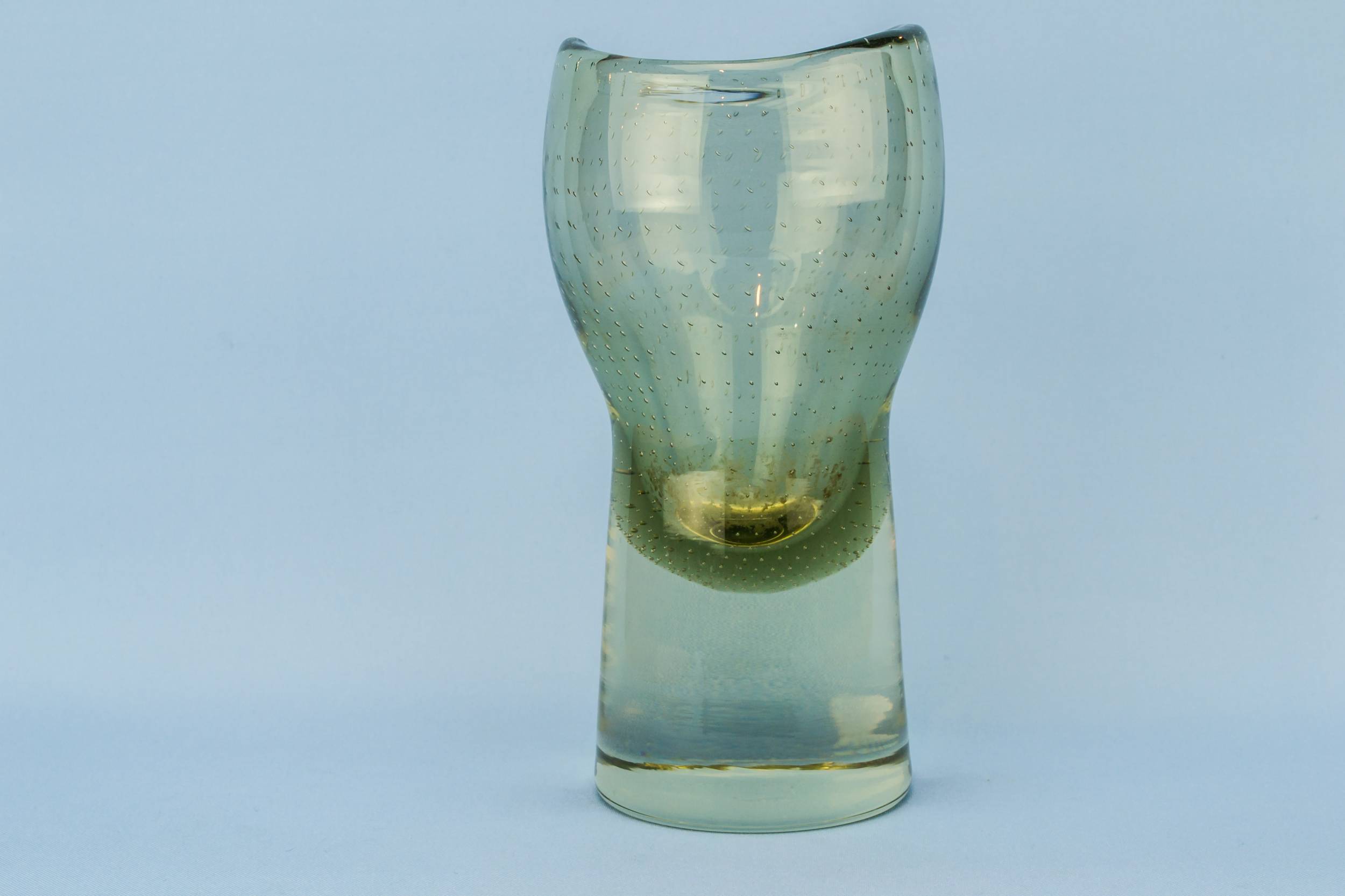 Modernist Vintage Bubbles — Green glass bubble vase 1