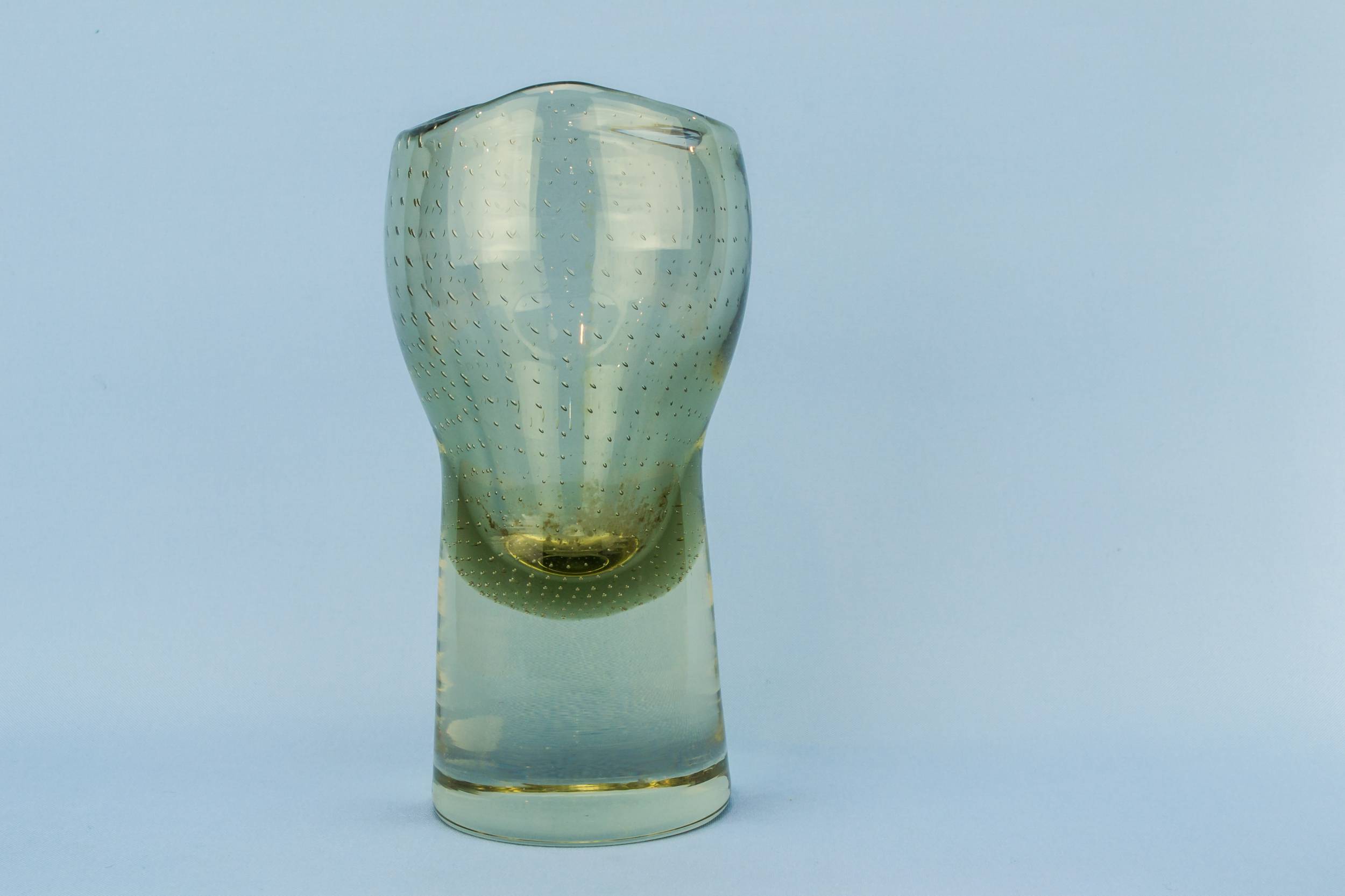 Modernist Vintage Bubbles — Green glass bubble vase 2