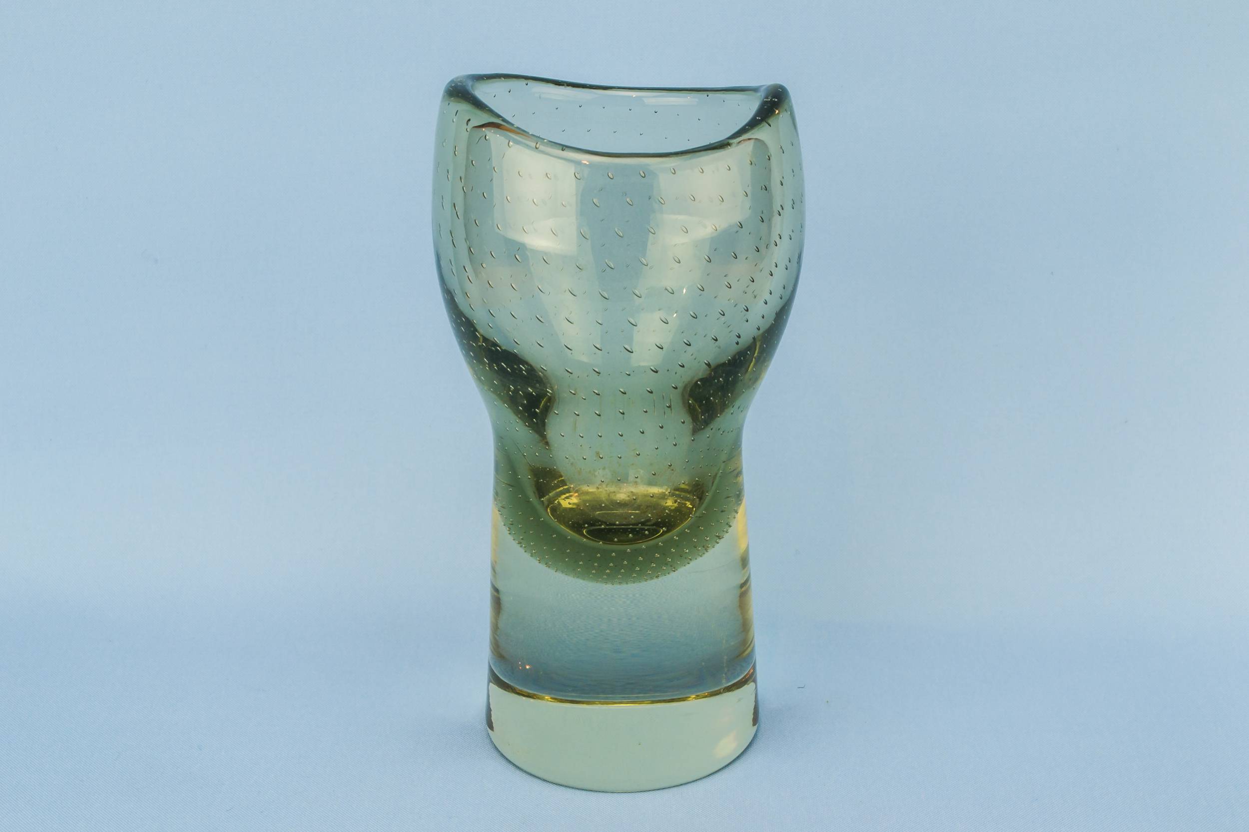 Modernist Vintage Bubbles — Green glass bubble vase