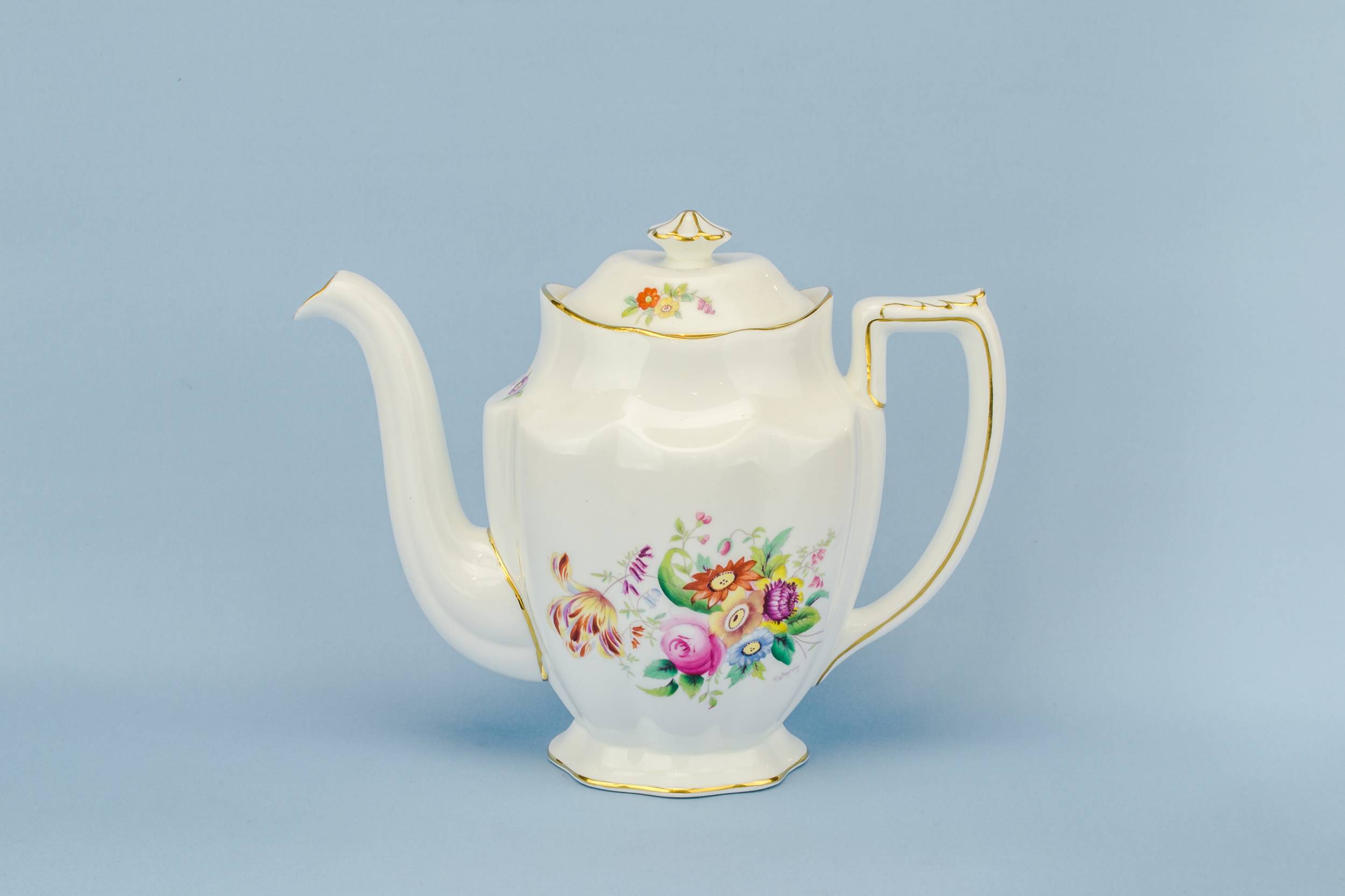 Retro White Coalport — Coalport floral coffee pot