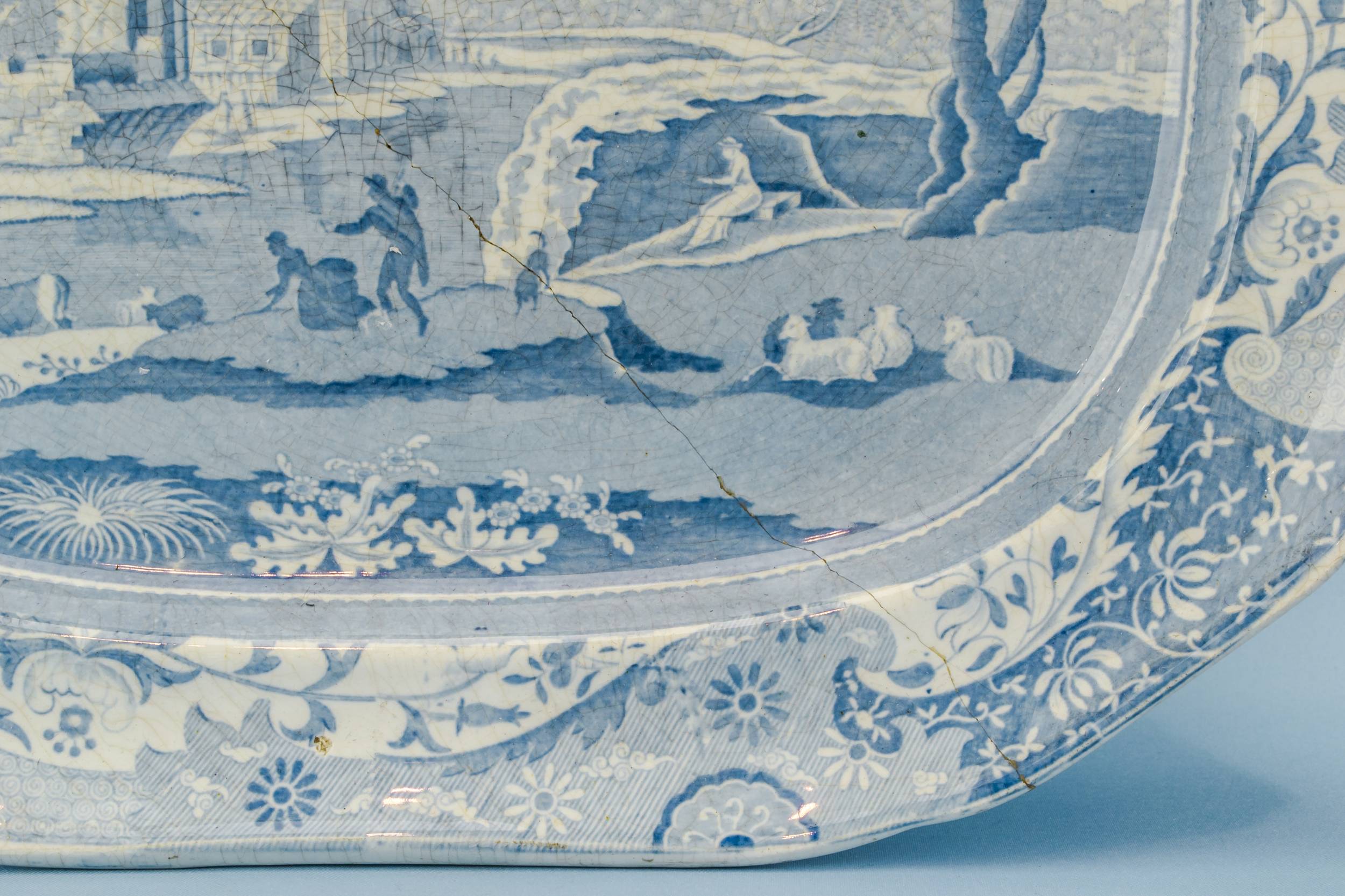Pottery High Victorian — Landscape pottery platter 1