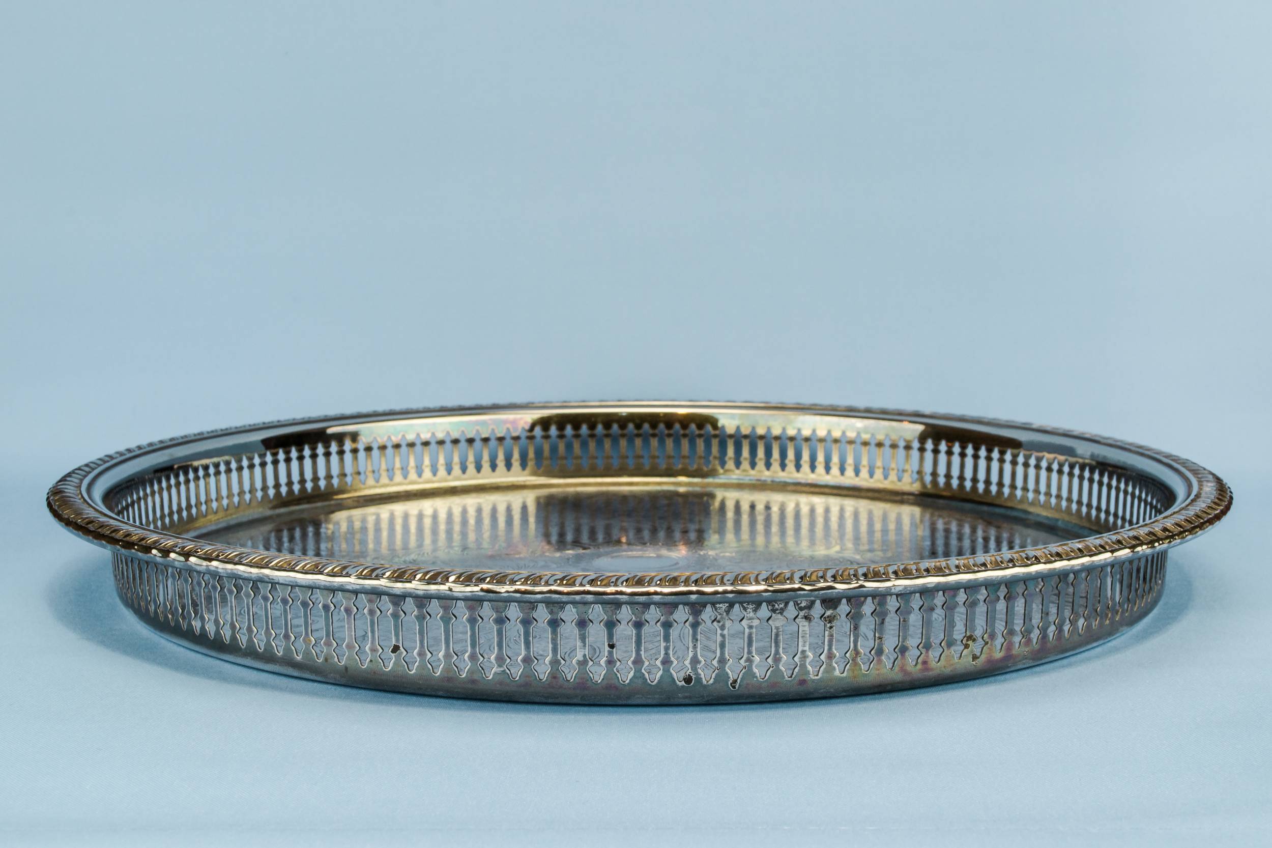 Neo-classical Vintage Floral — Silver plated tea tray 1