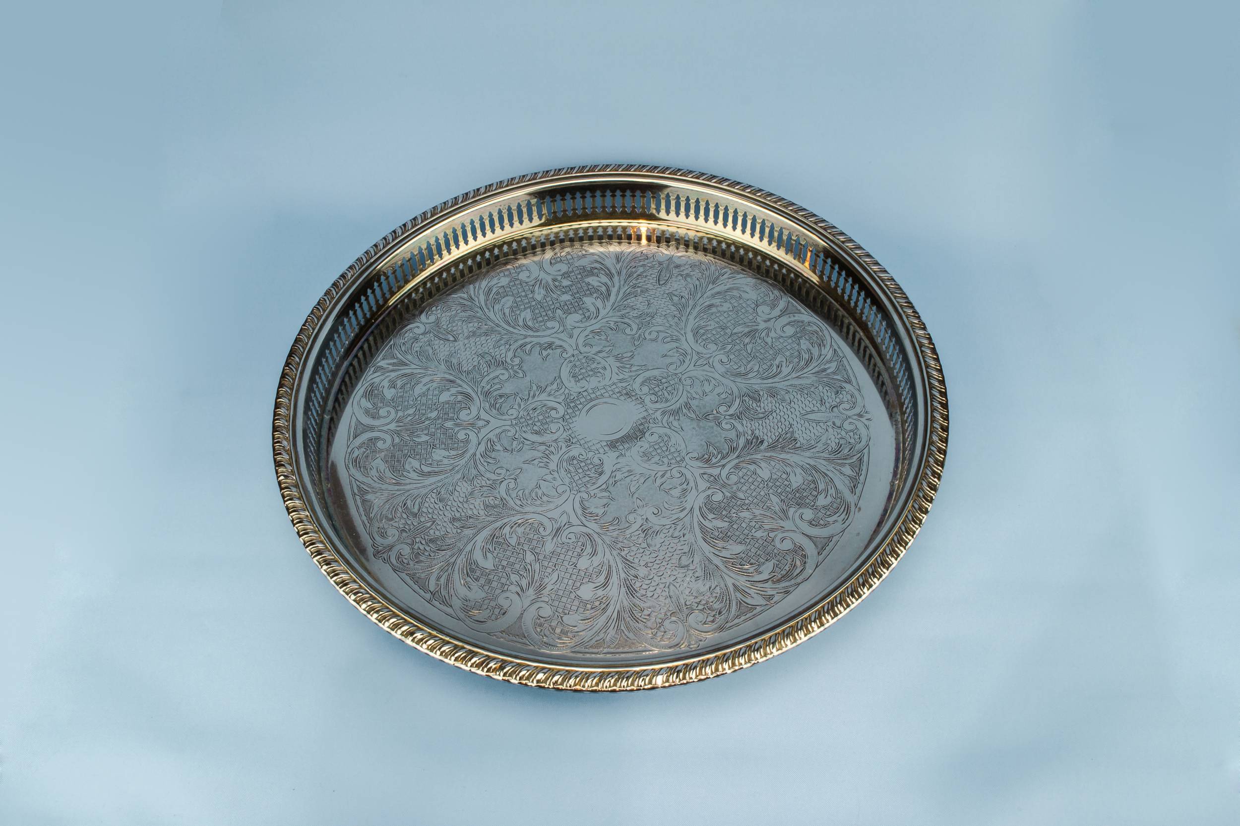 Neo-classical Vintage Floral — Silver plated tea tray