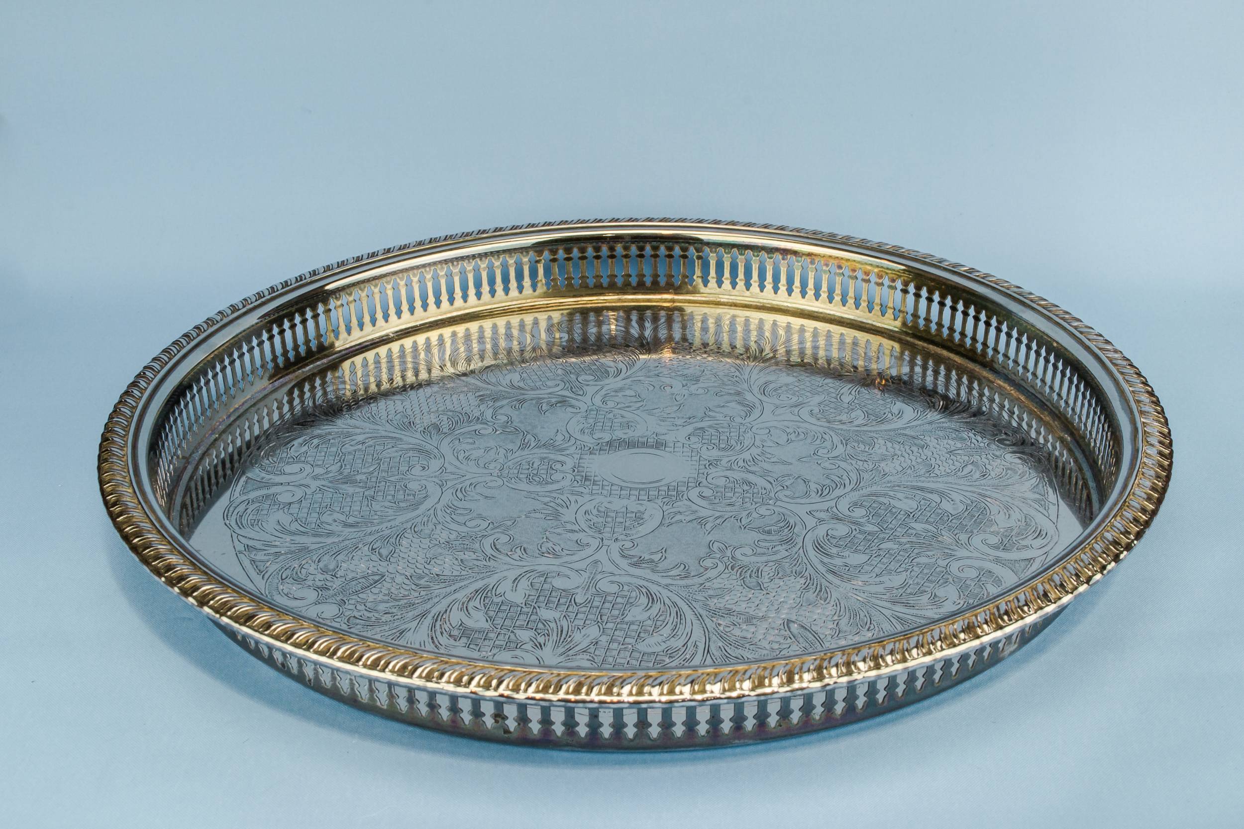 Neo-classical Vintage Floral — Silver plated tea tray 3