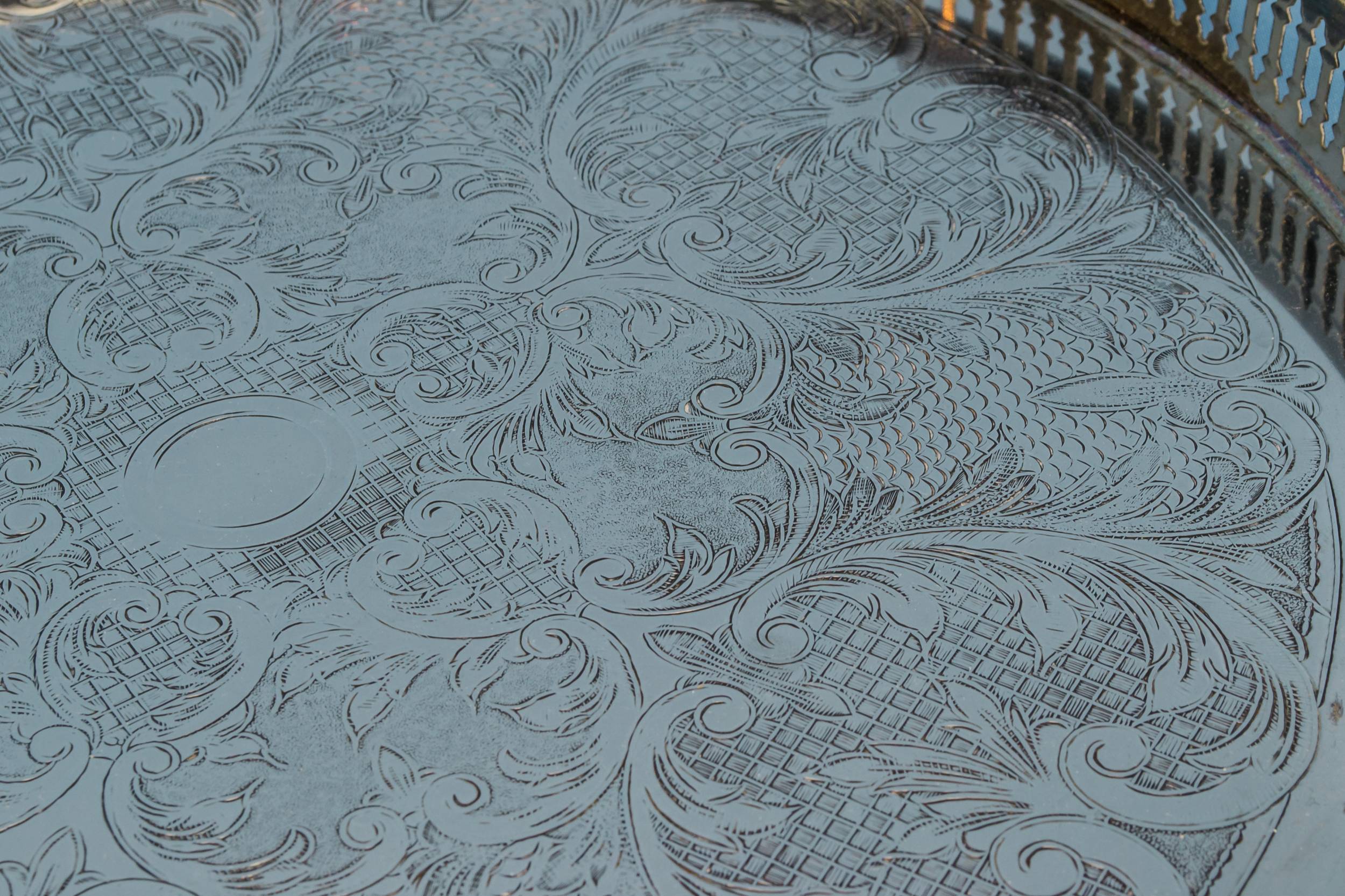 Neo-classical Vintage Floral — Silver plated tea tray 2