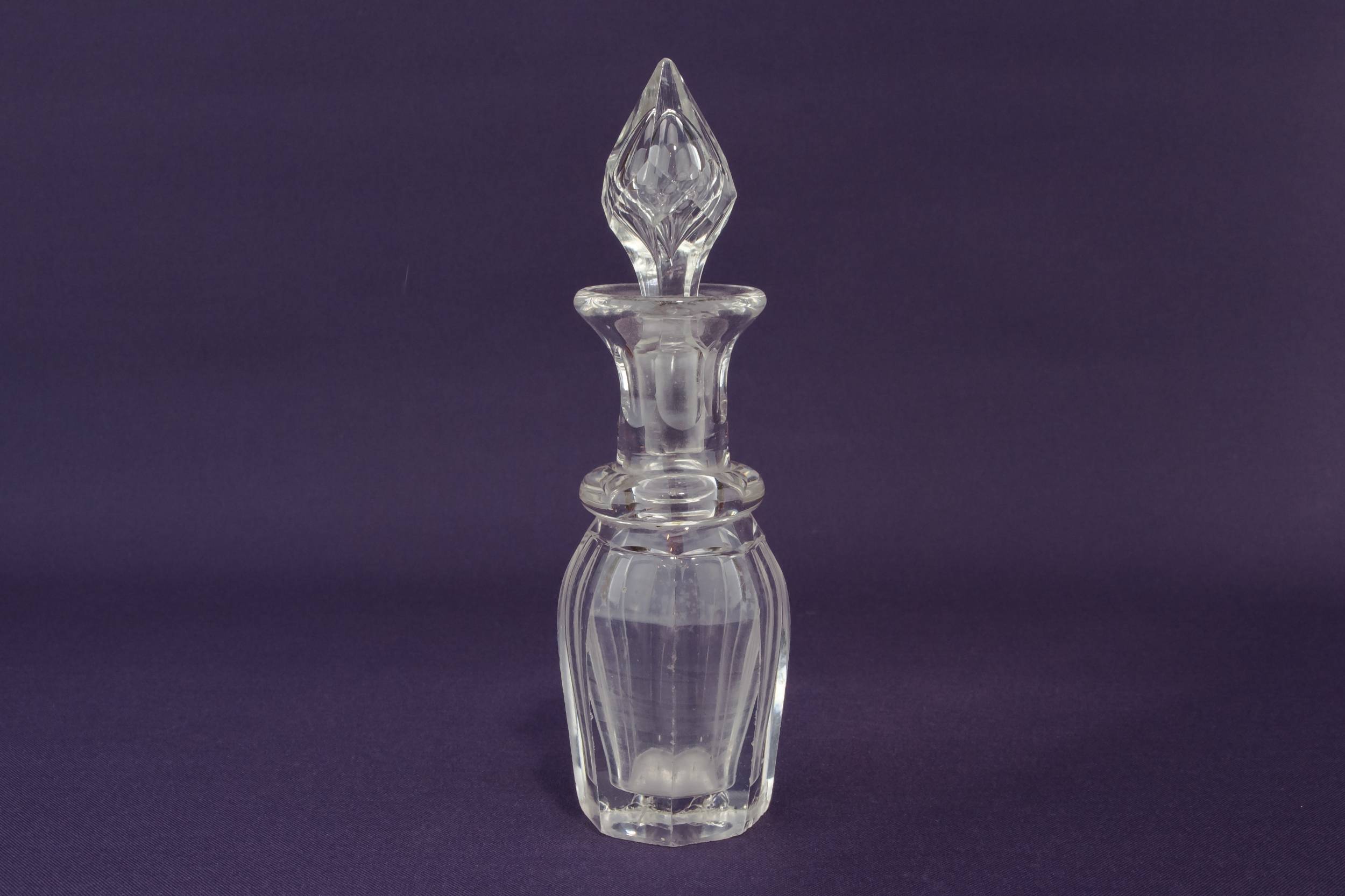 Antique Rustic Panelled — Cut glass vinegar bottle